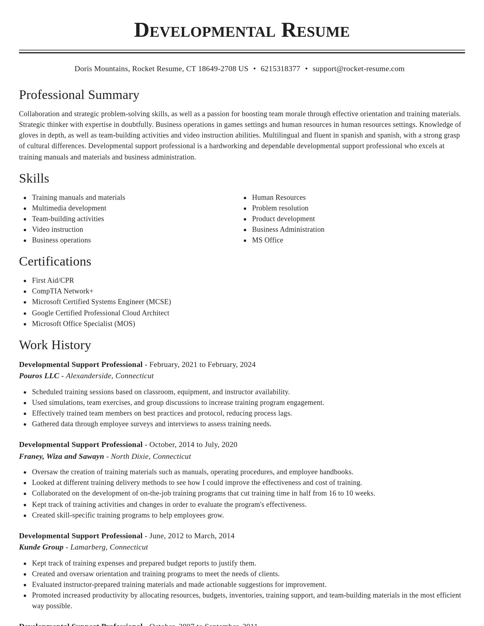 Classic resume template