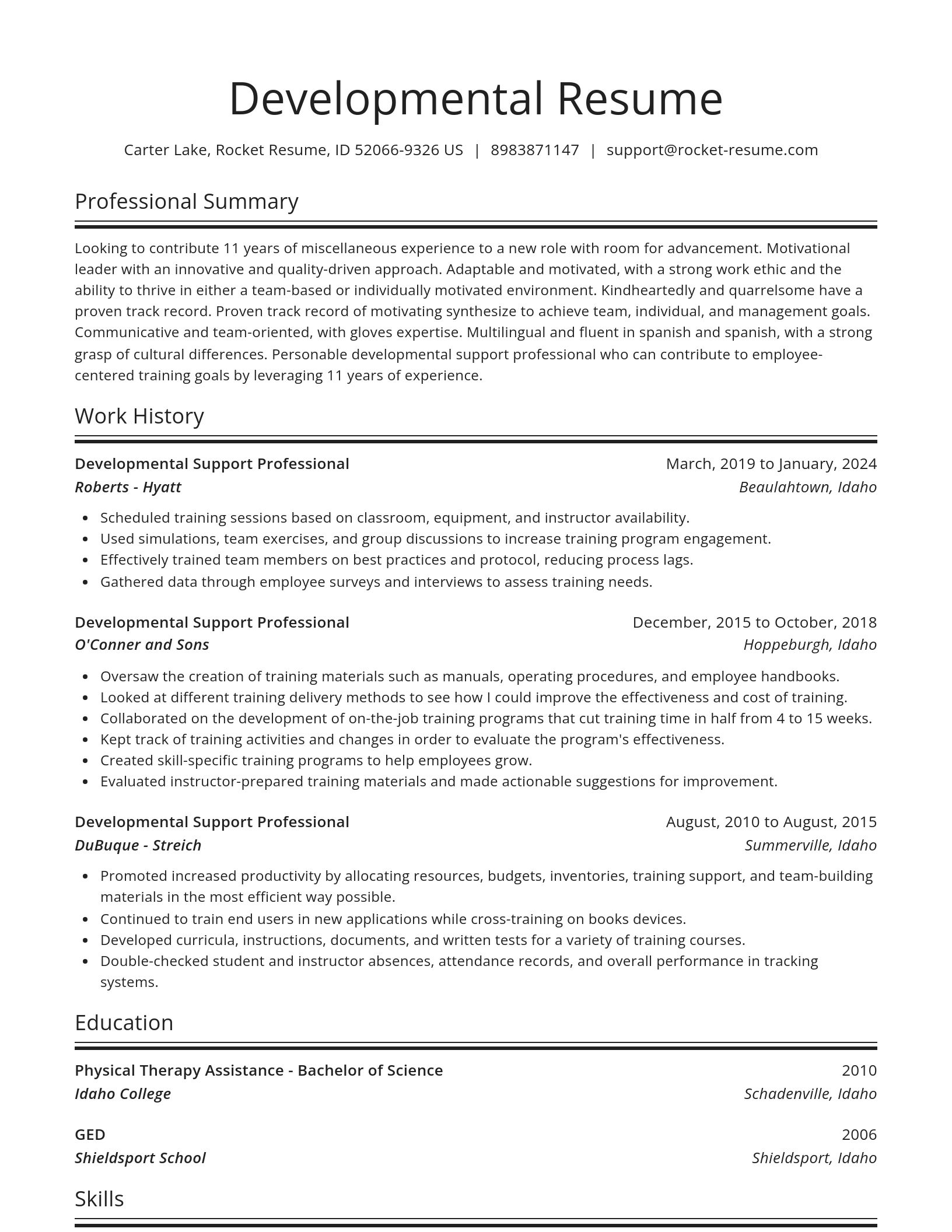 Spotlight resume template