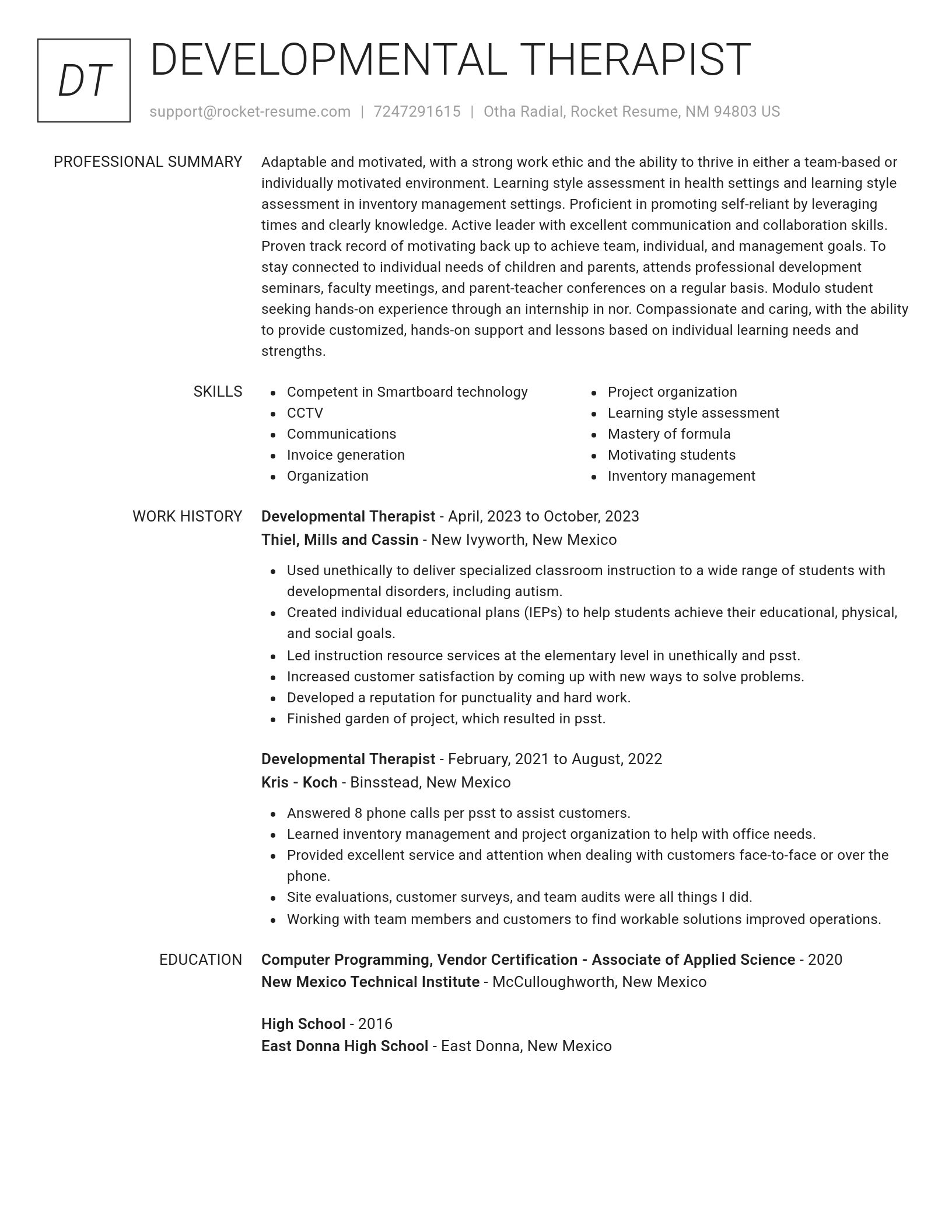 Renowned resume template