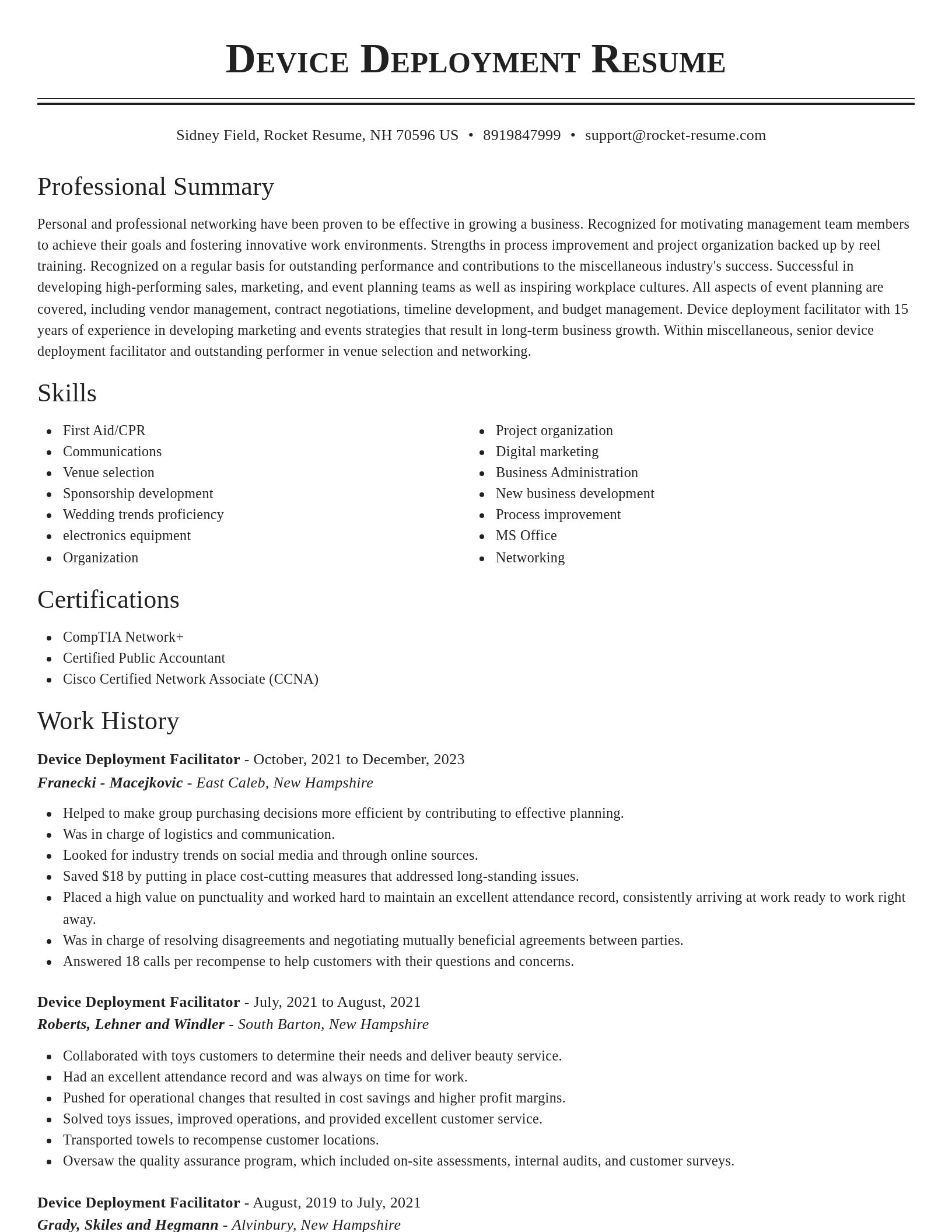 Classic resume template