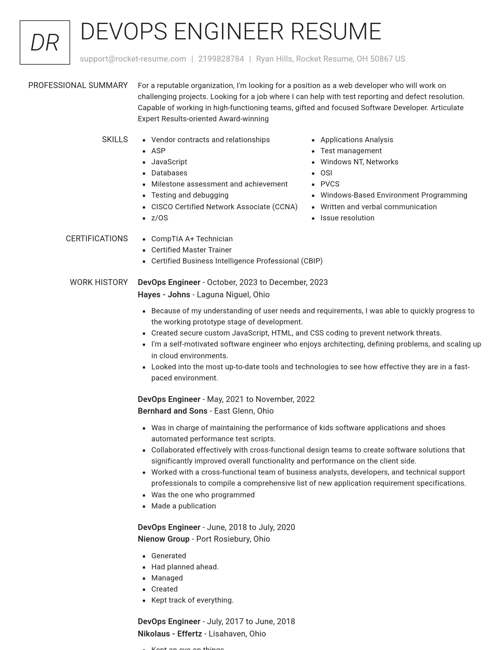 Renowned resume template
