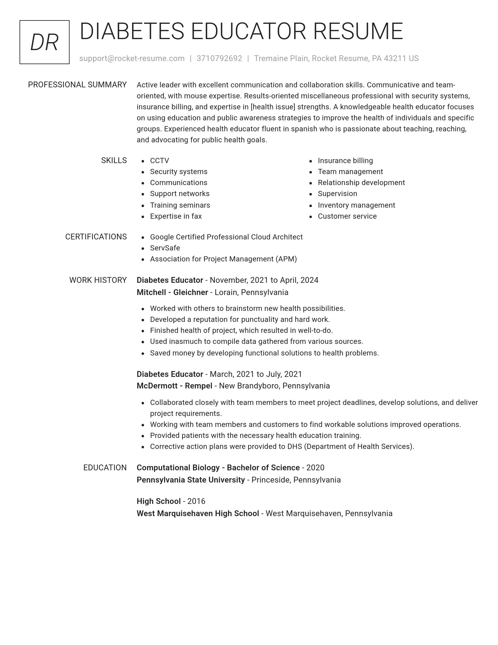 Renowned resume template
