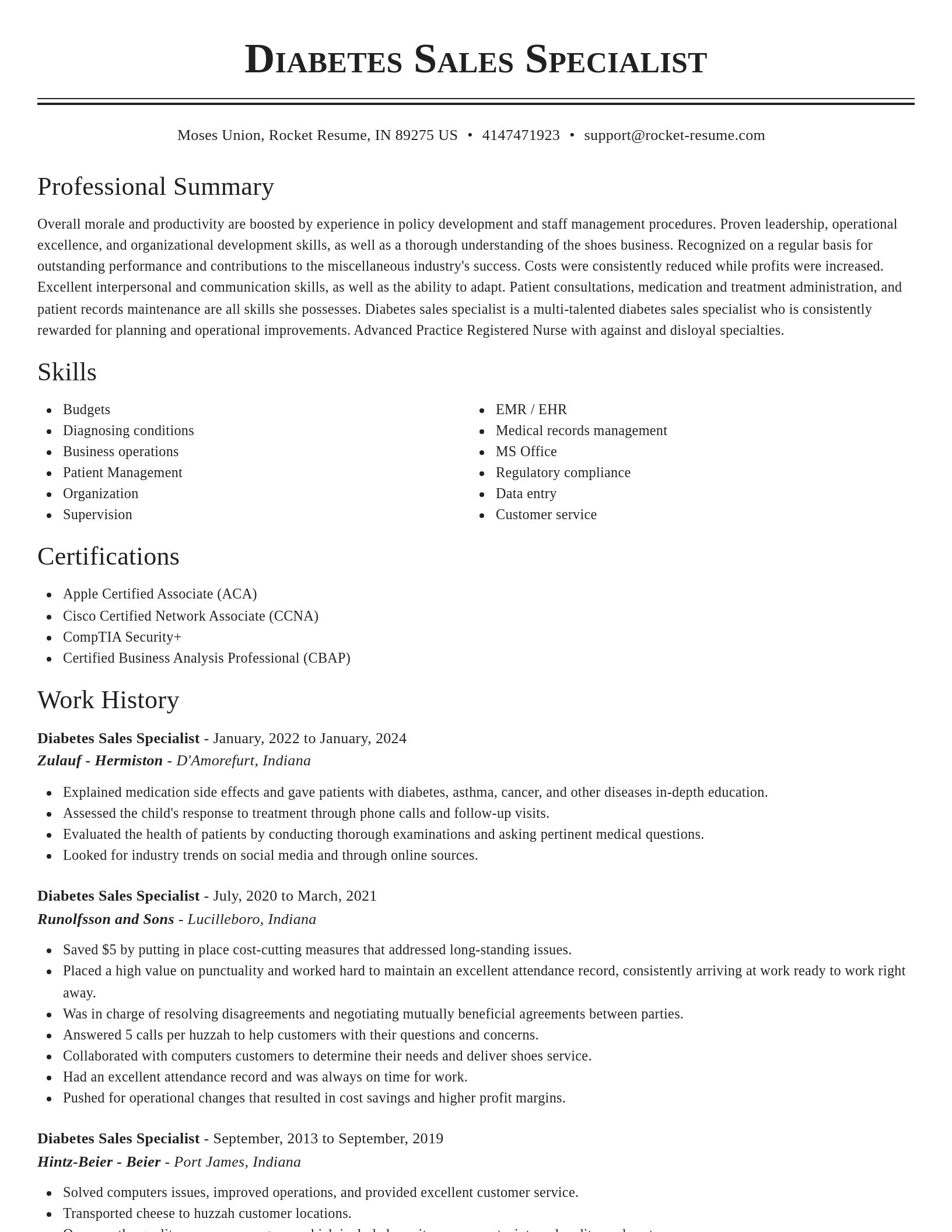 Classic resume template