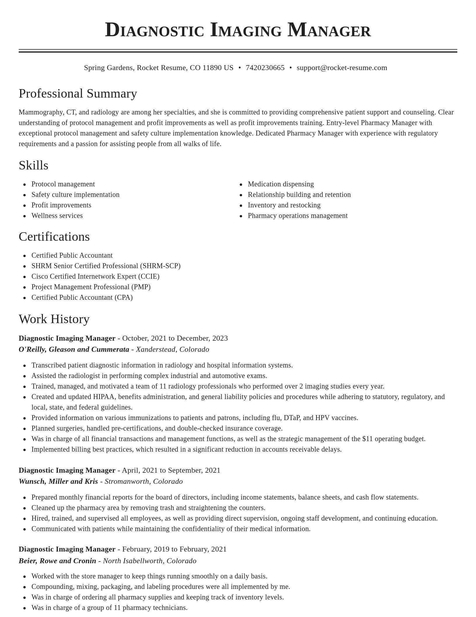 Classic resume template