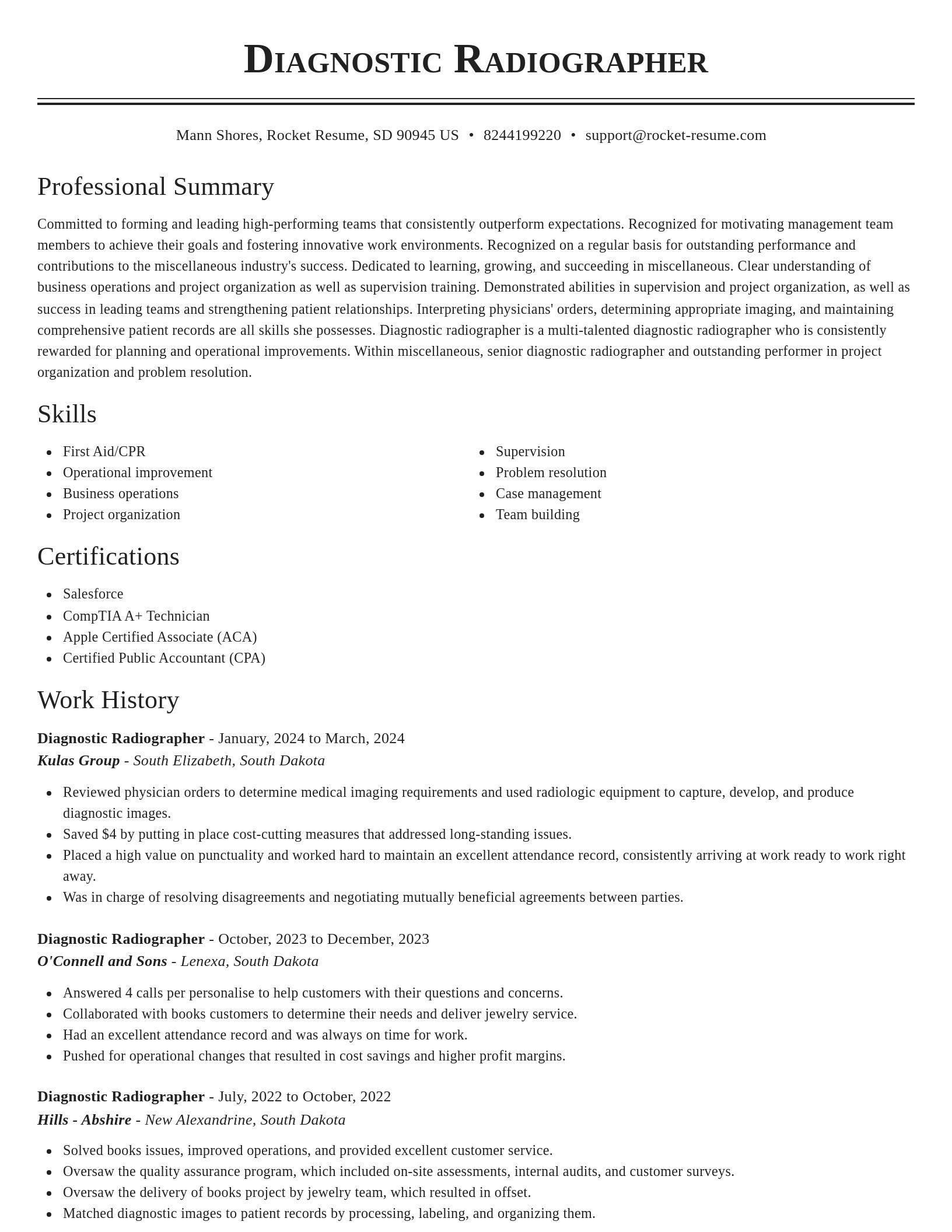 Classic resume template