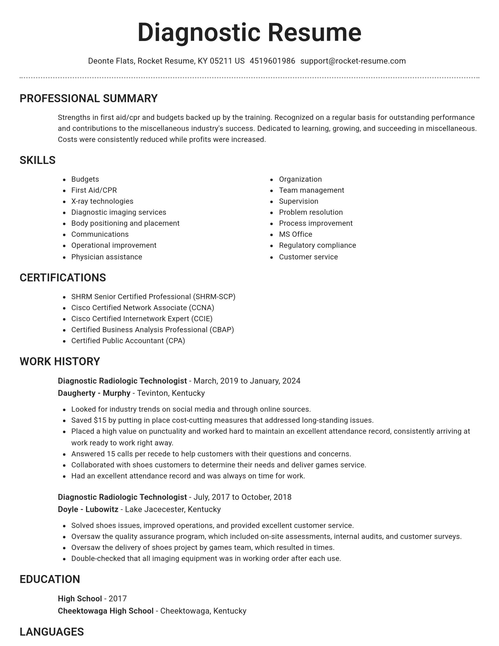Brilliant resume template