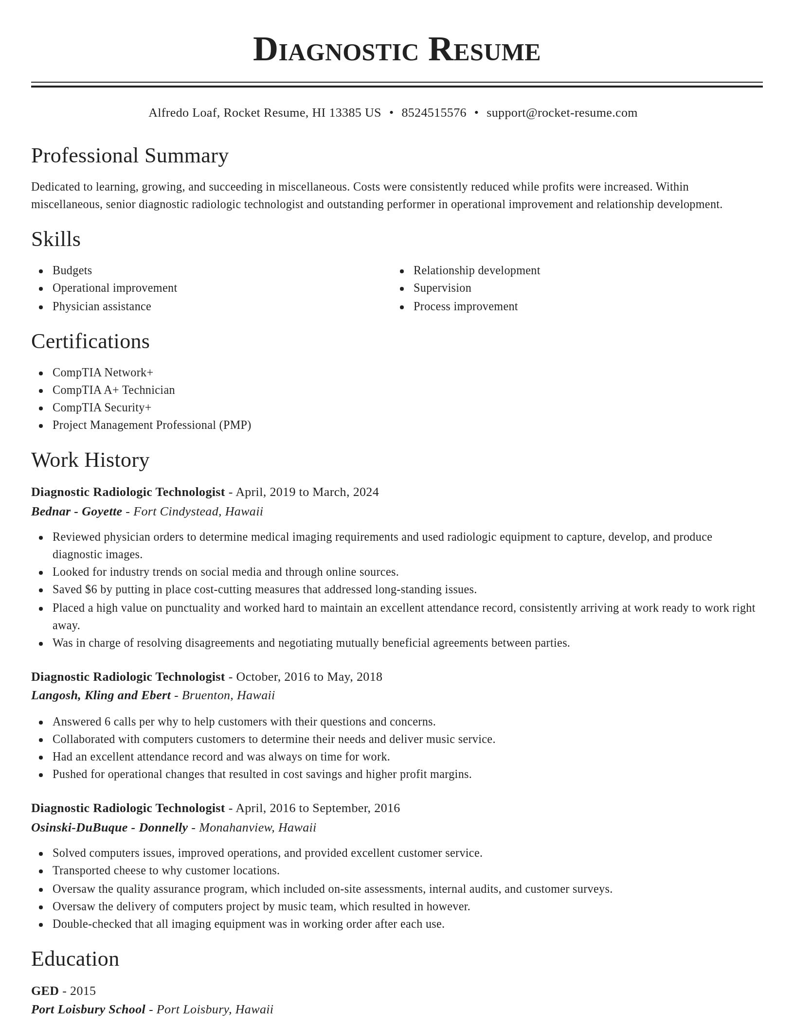 Classic resume template