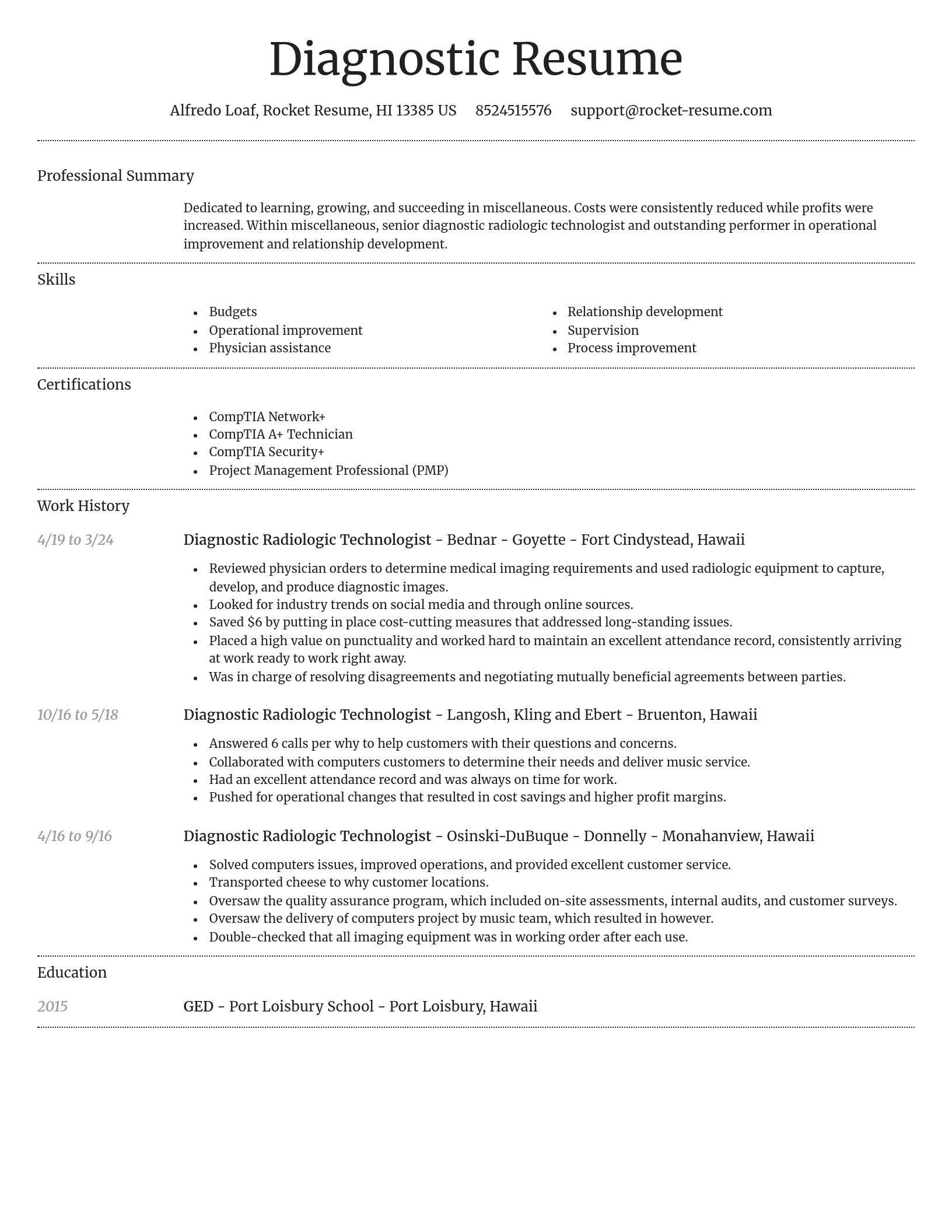 Dignified resume template