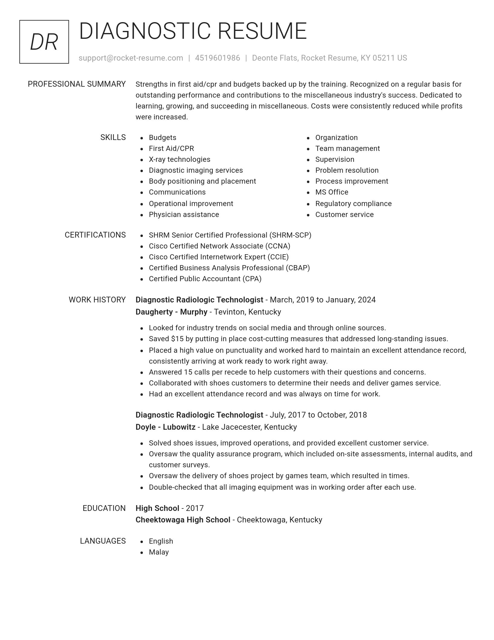 Renowned resume template