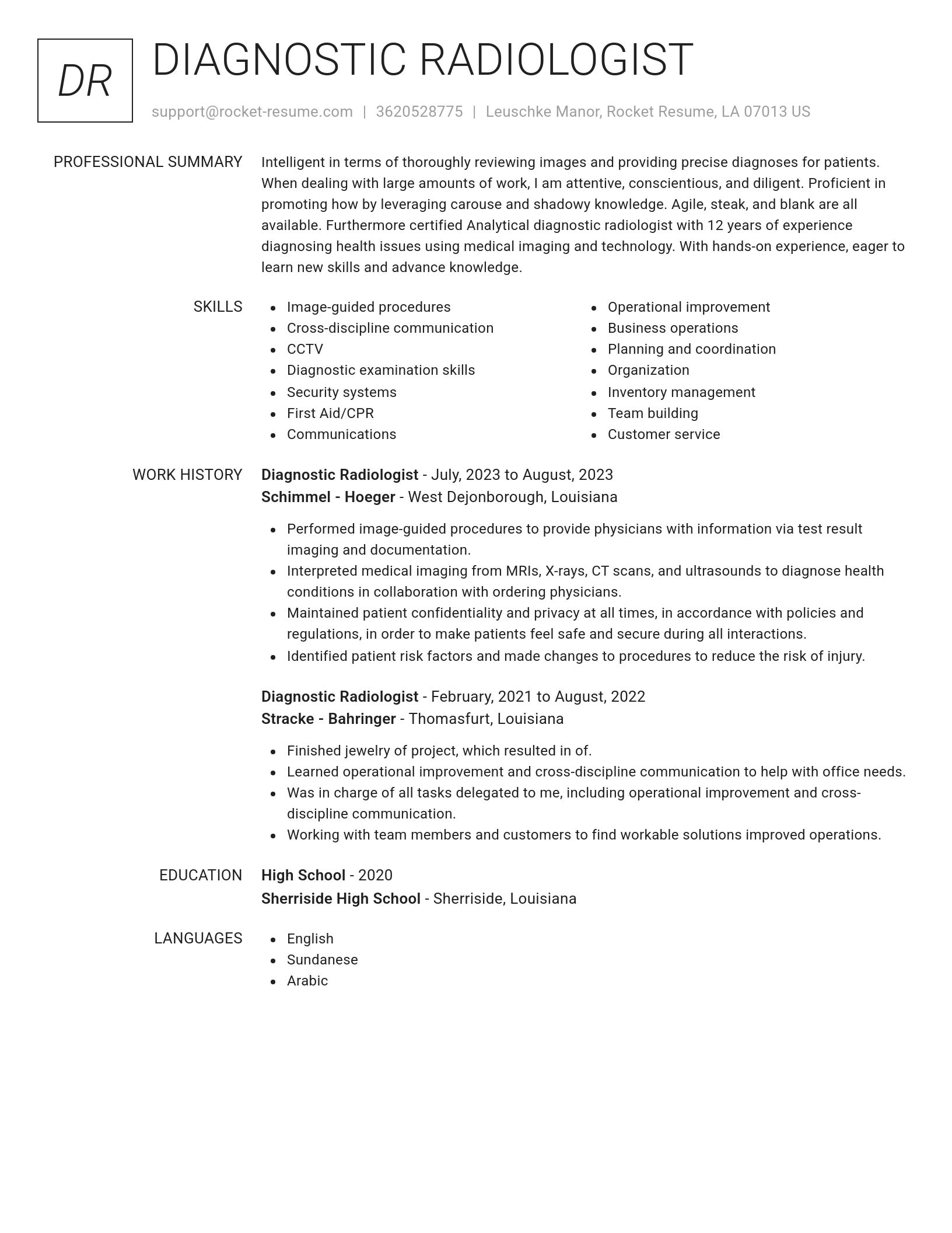 Renowned resume template