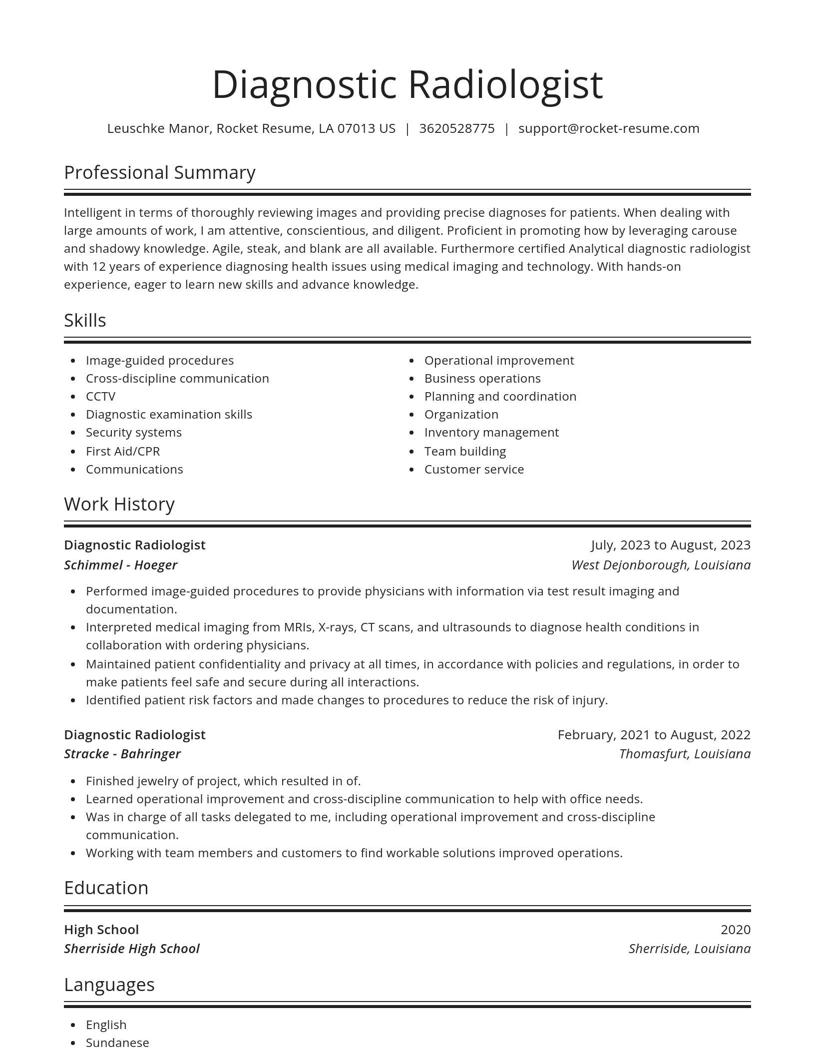Spotlight resume template