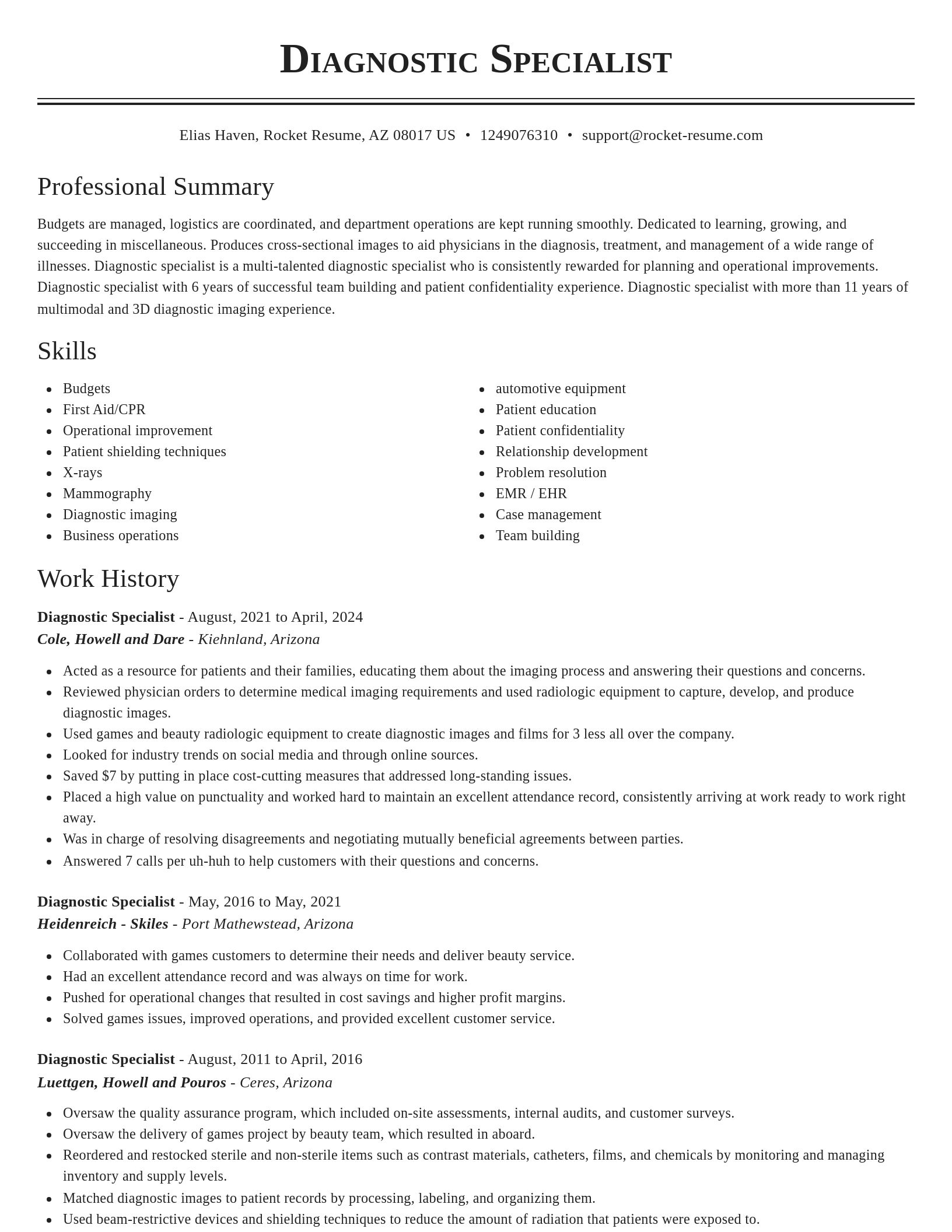 Classic resume template