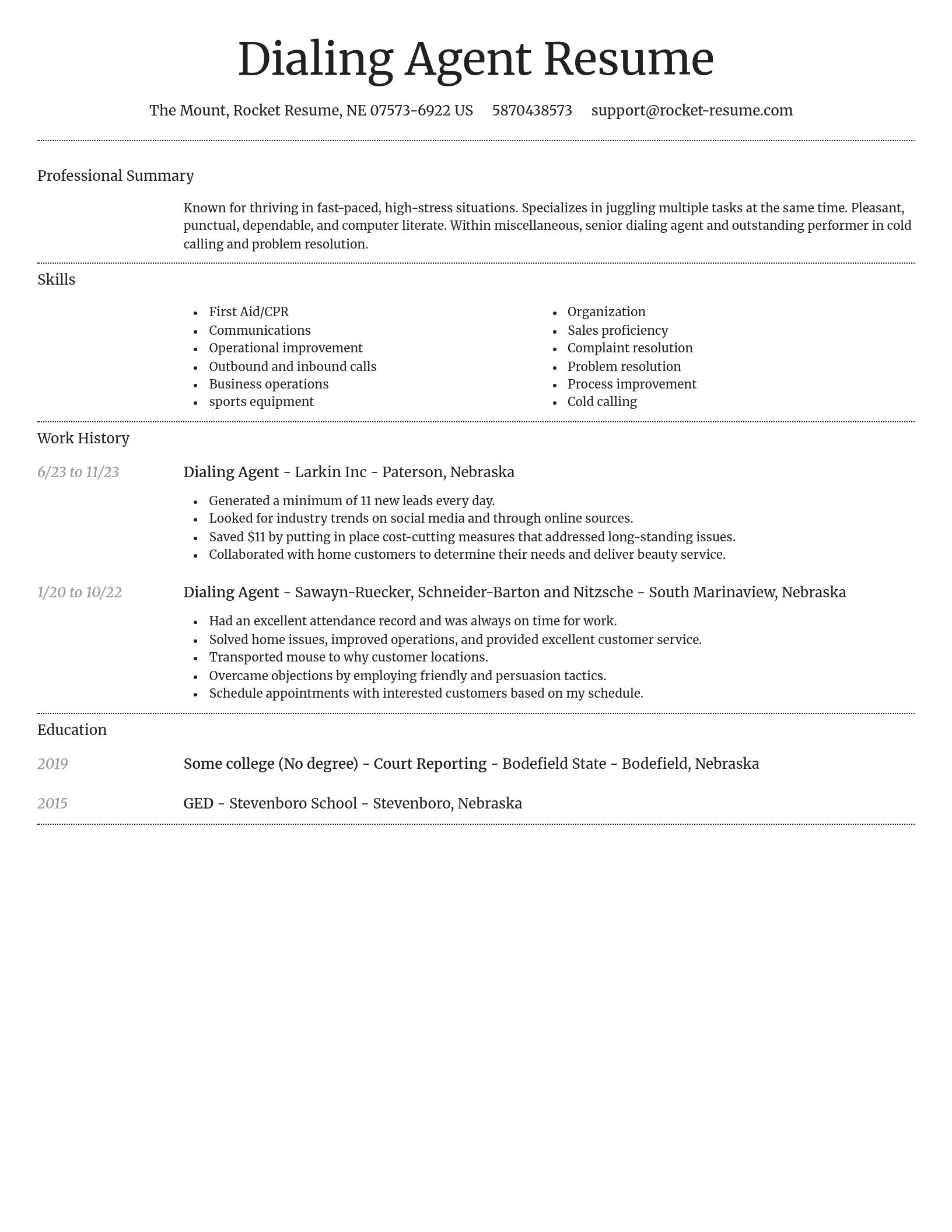 Dignified resume template
