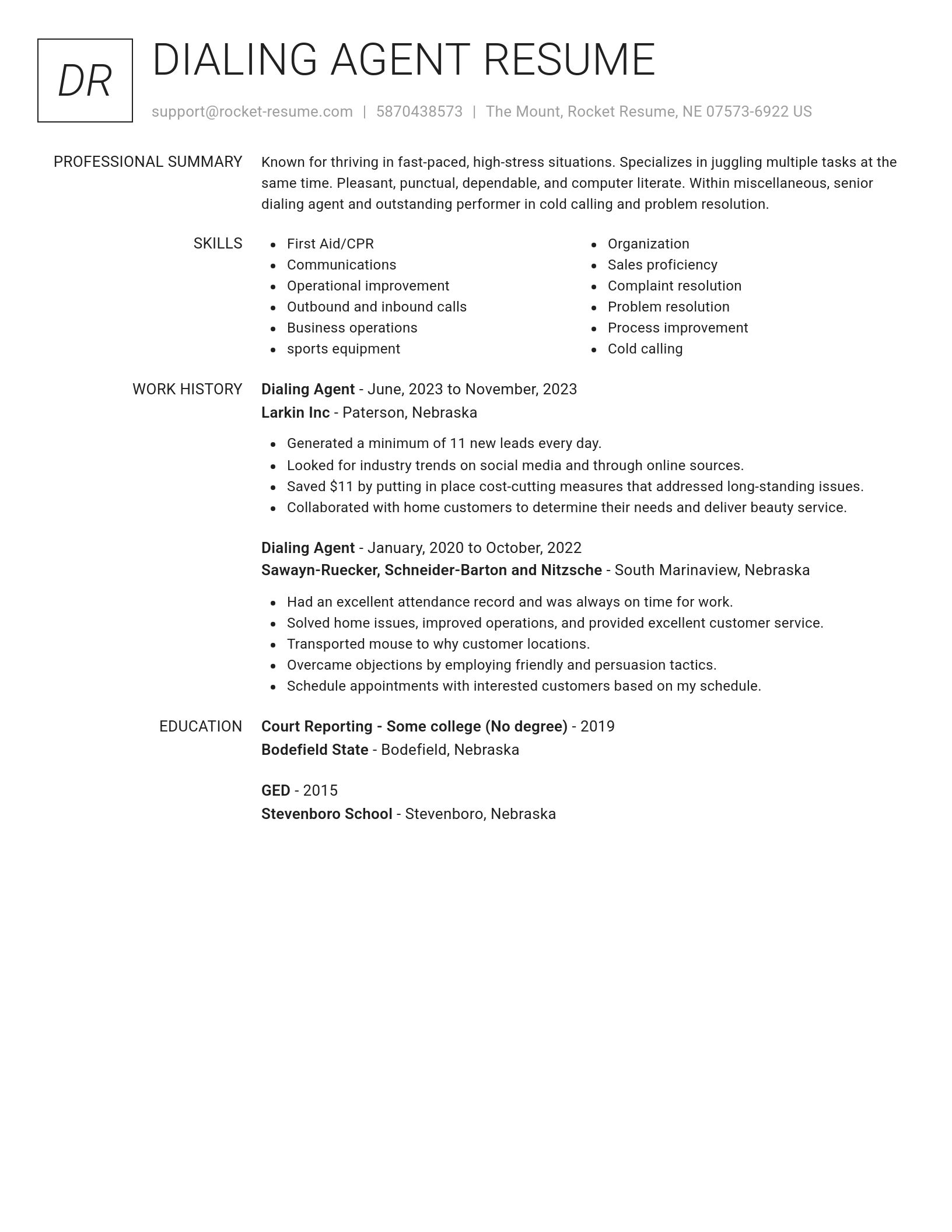 Renowned resume template