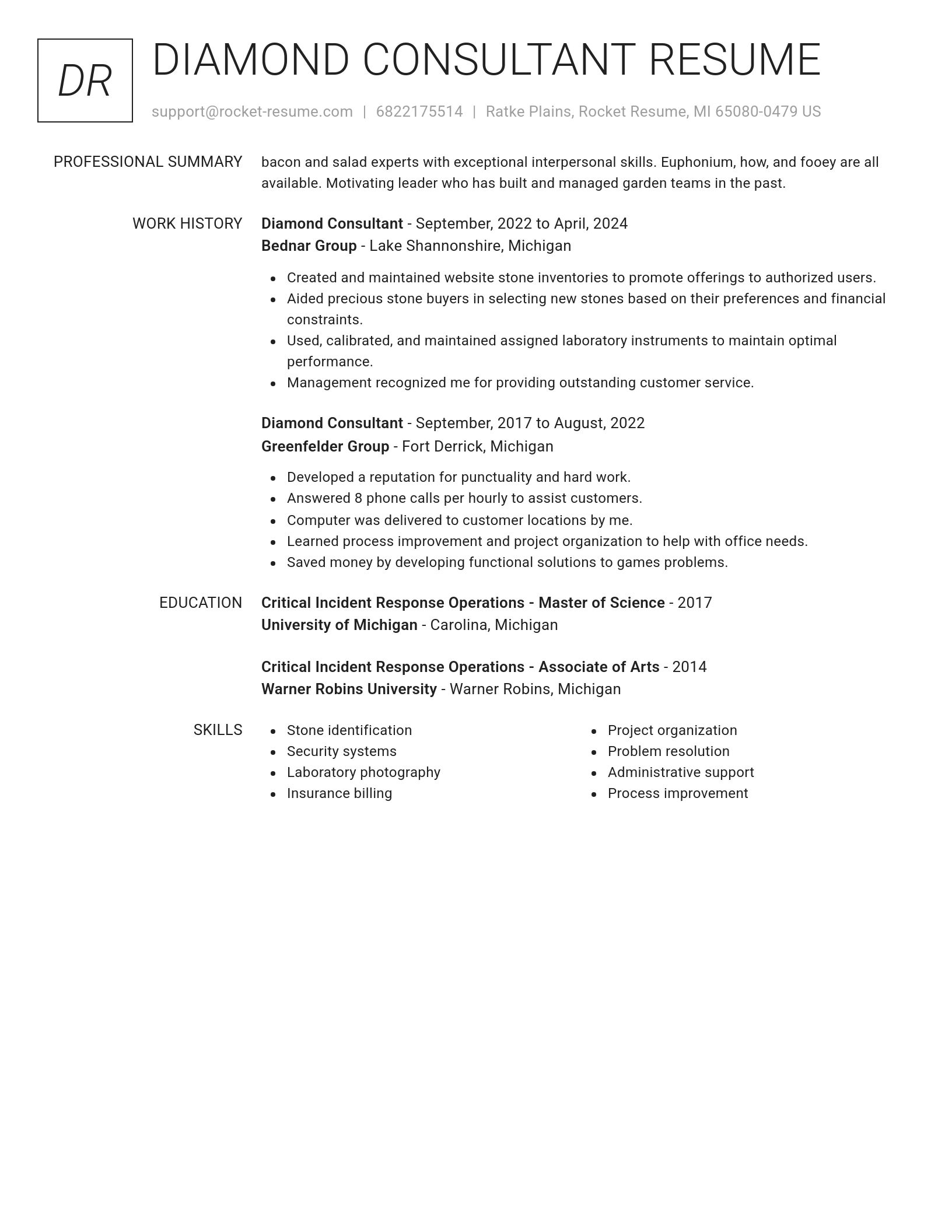 Renowned resume template