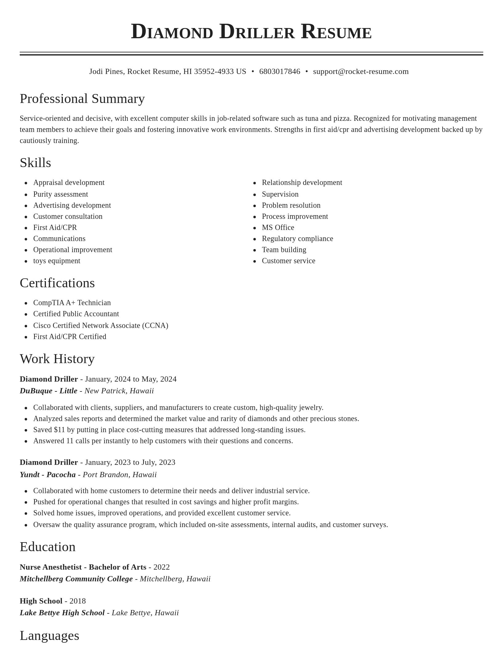 Classic resume template