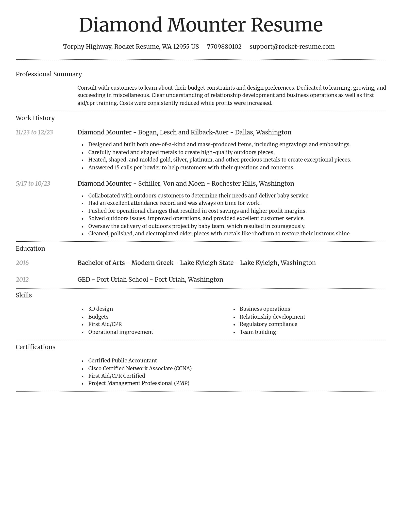 Dignified resume template