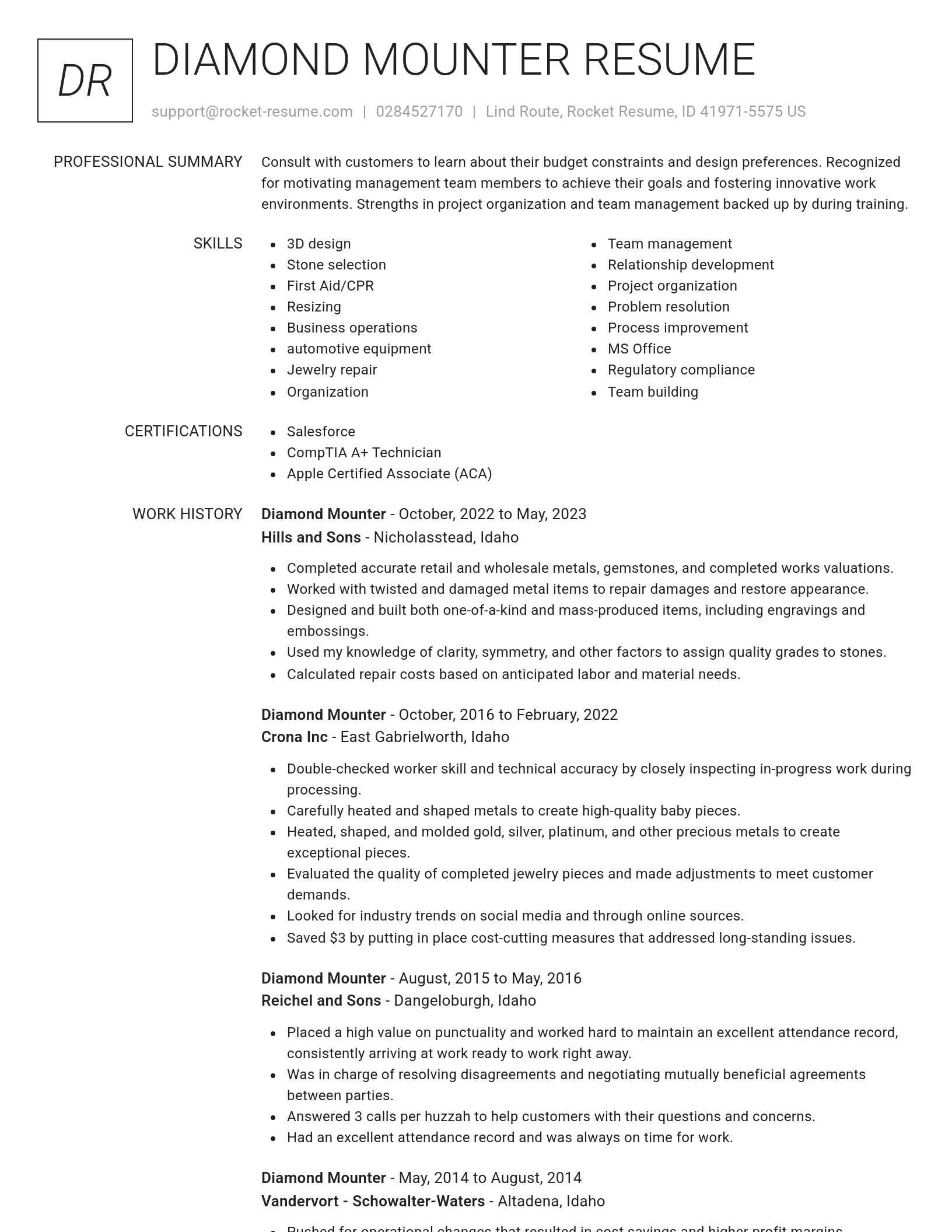 Renowned resume template