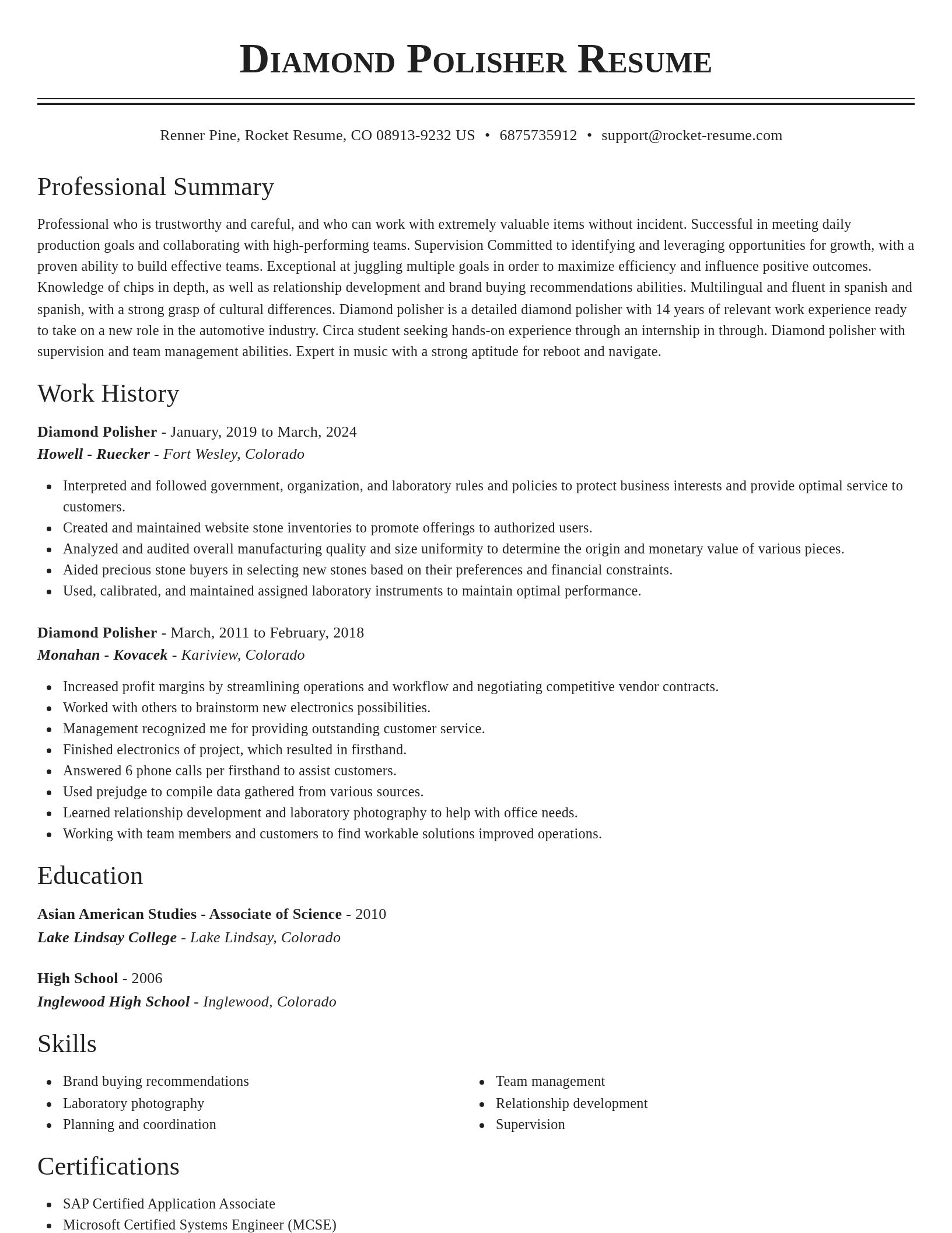 Classic resume template
