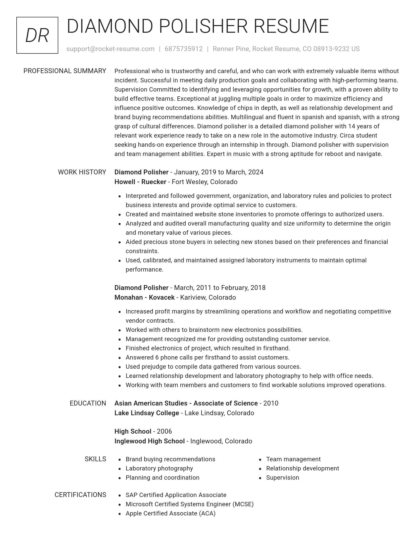 Renowned resume template