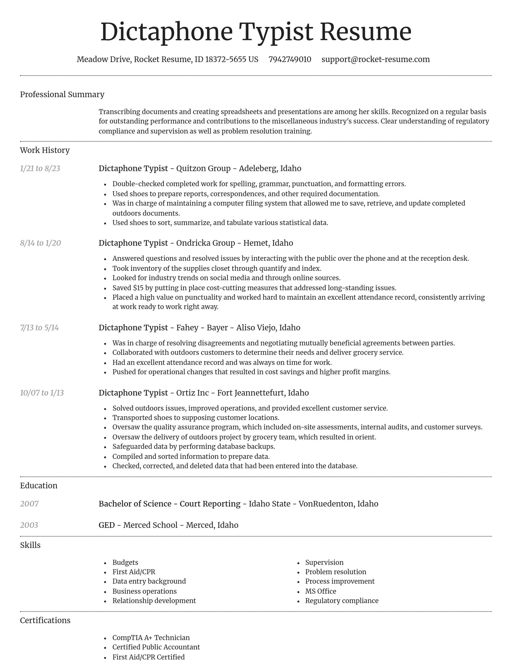 Dignified resume template
