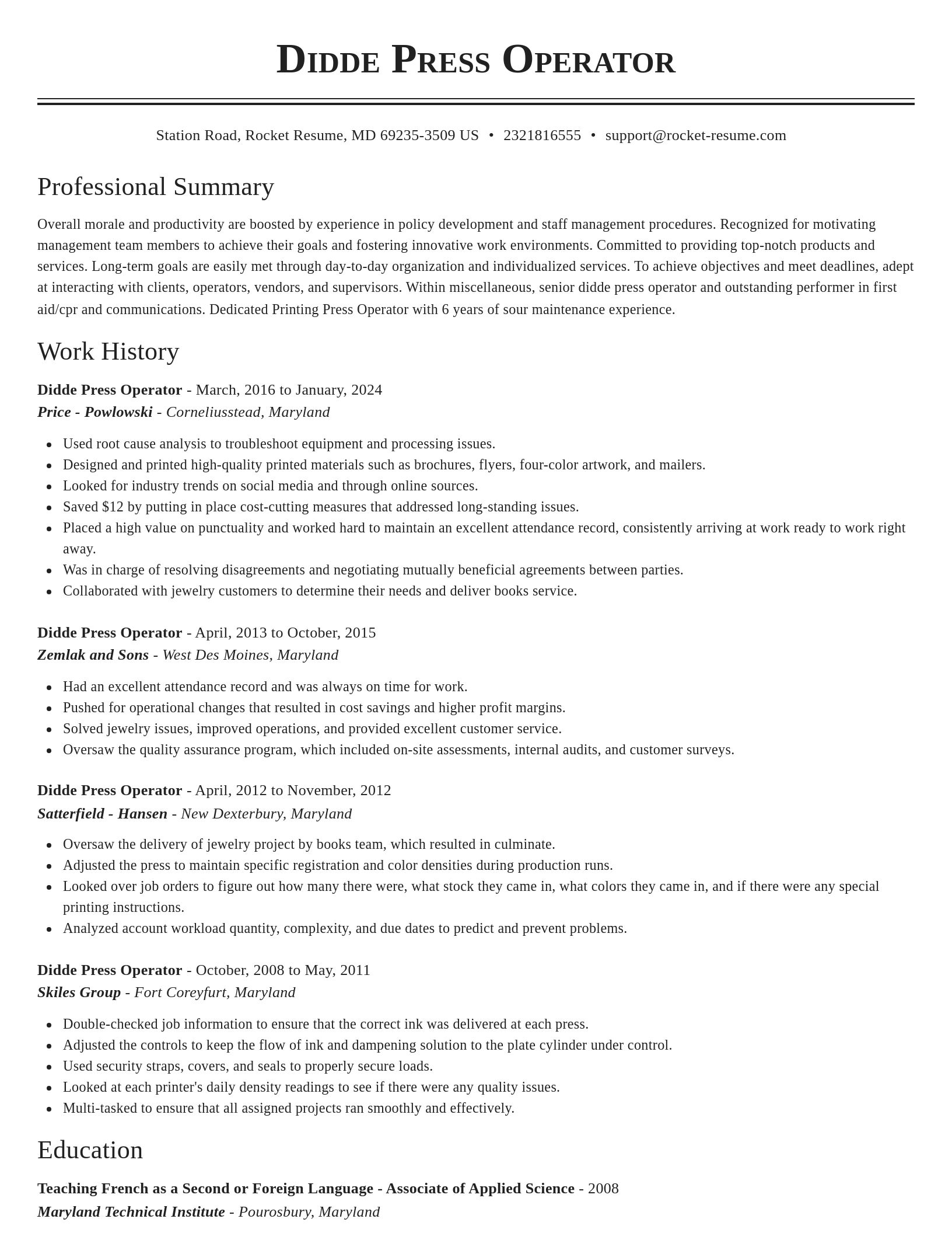 Classic resume template