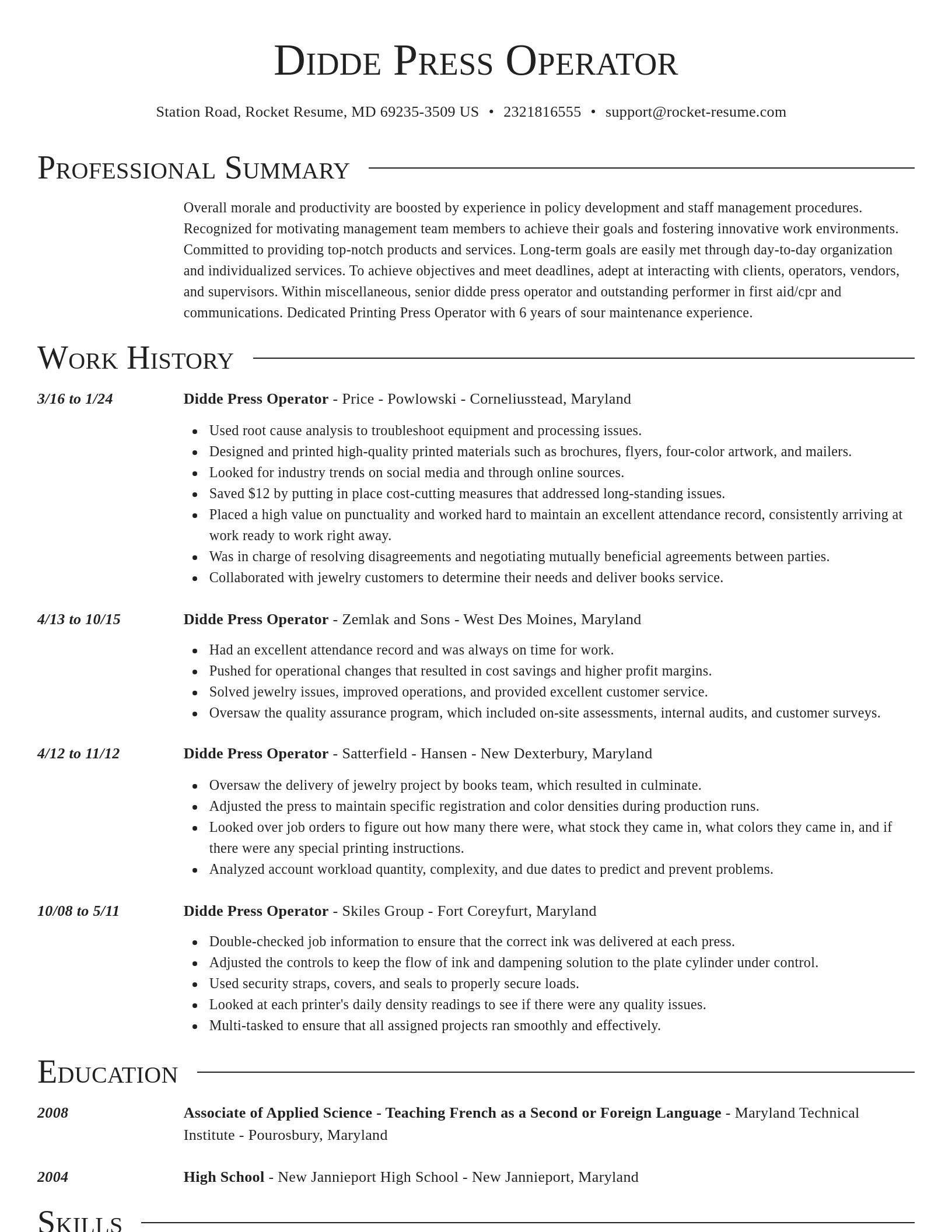 Director resume template