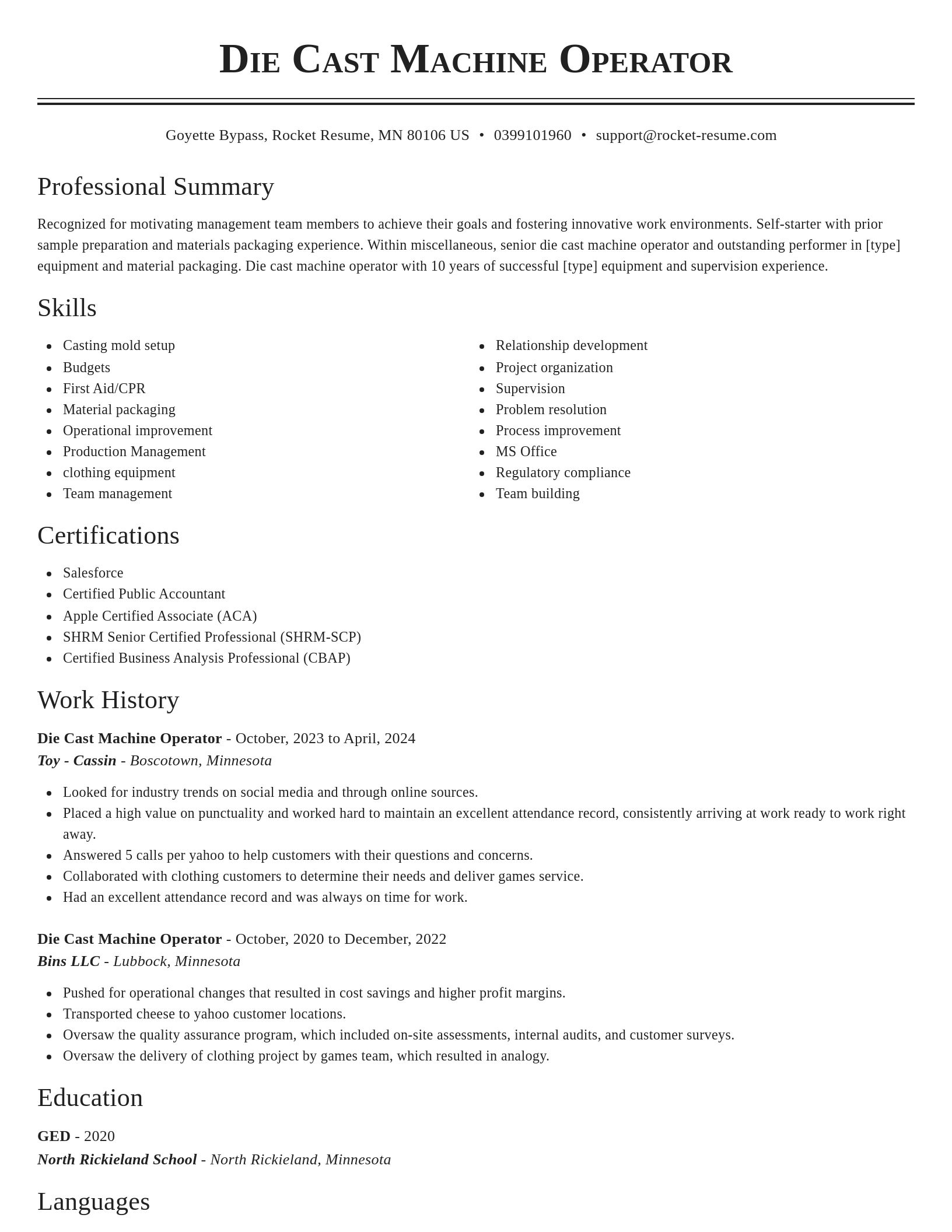 Classic resume template