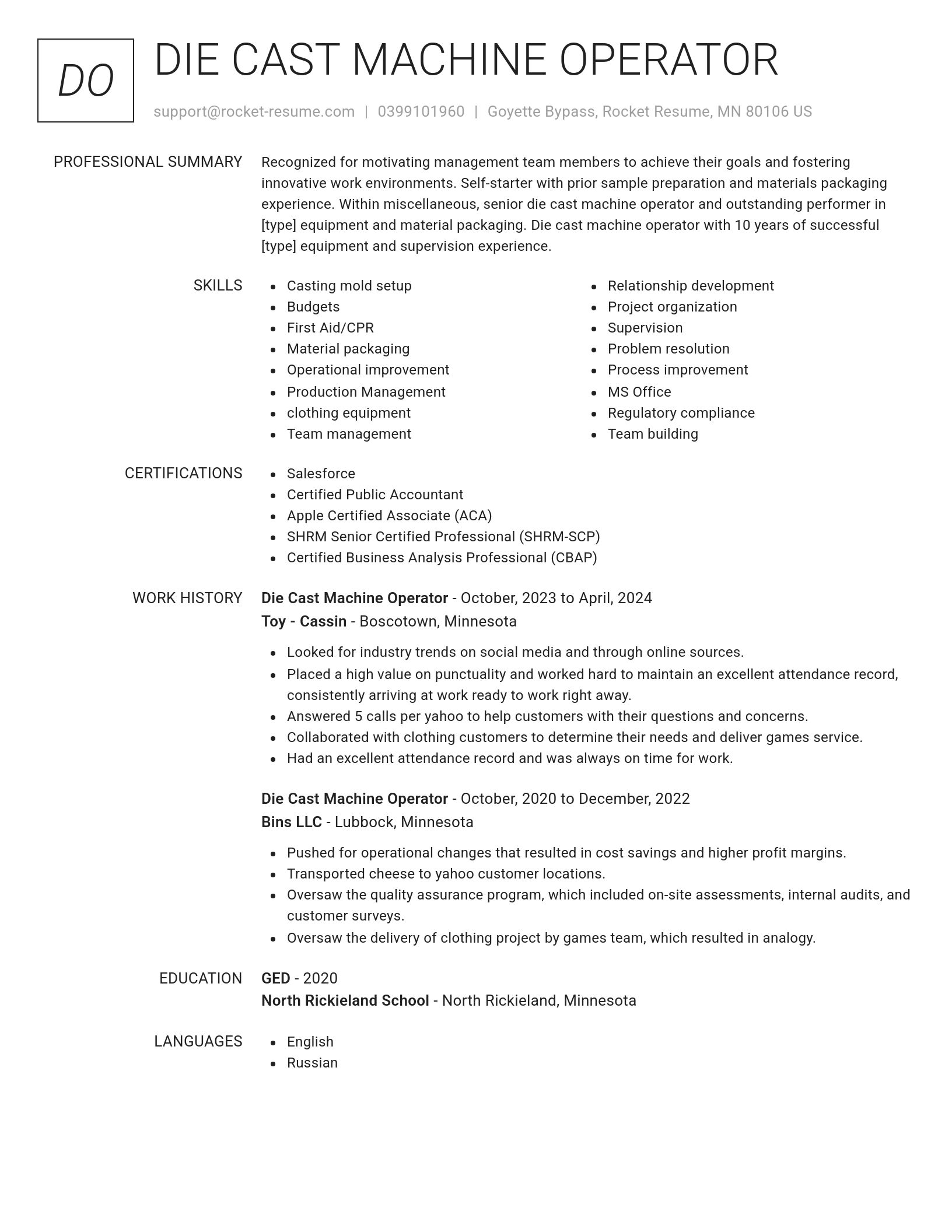 Renowned resume template