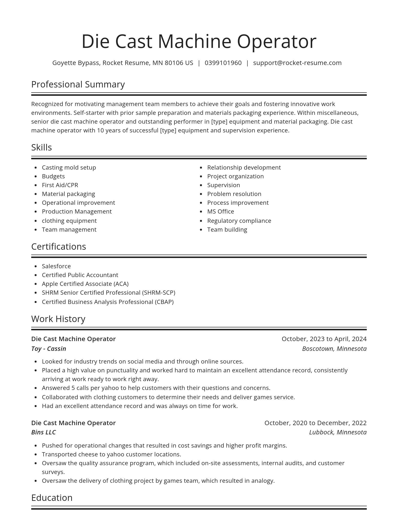 Spotlight resume template