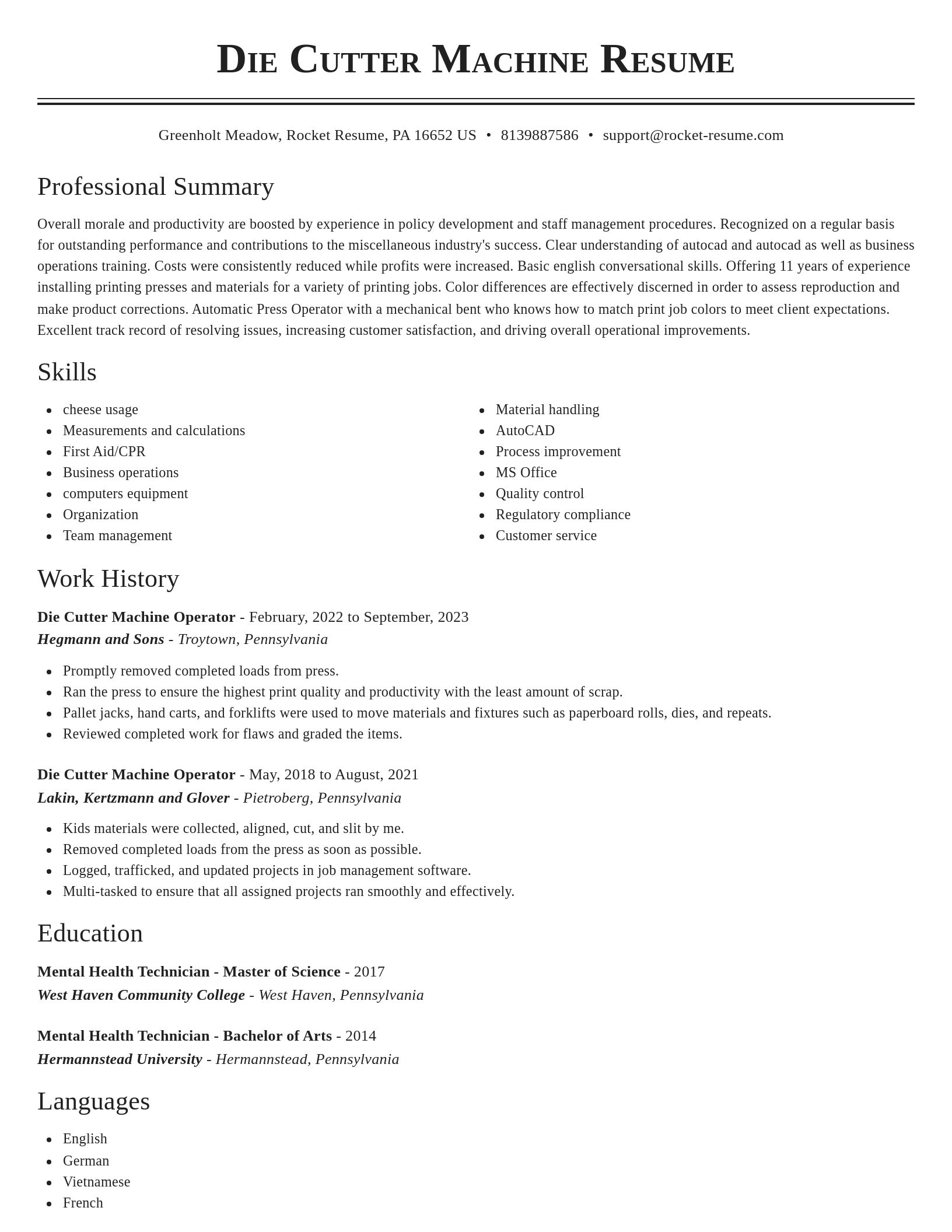 Classic resume template