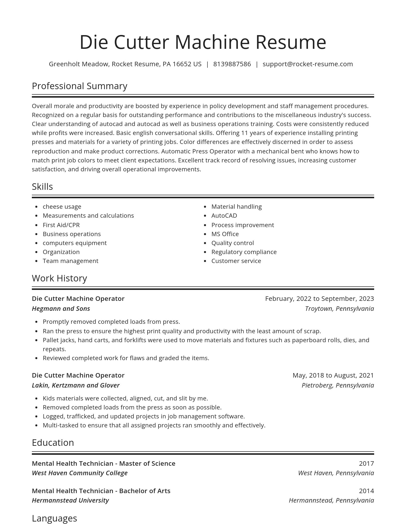 Spotlight resume template