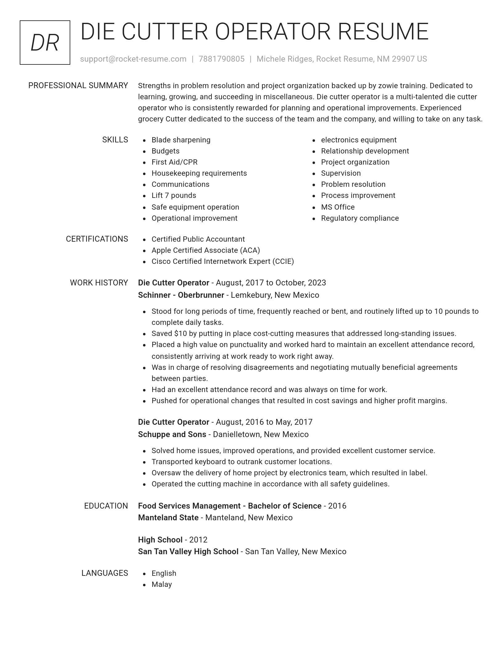 Renowned resume template