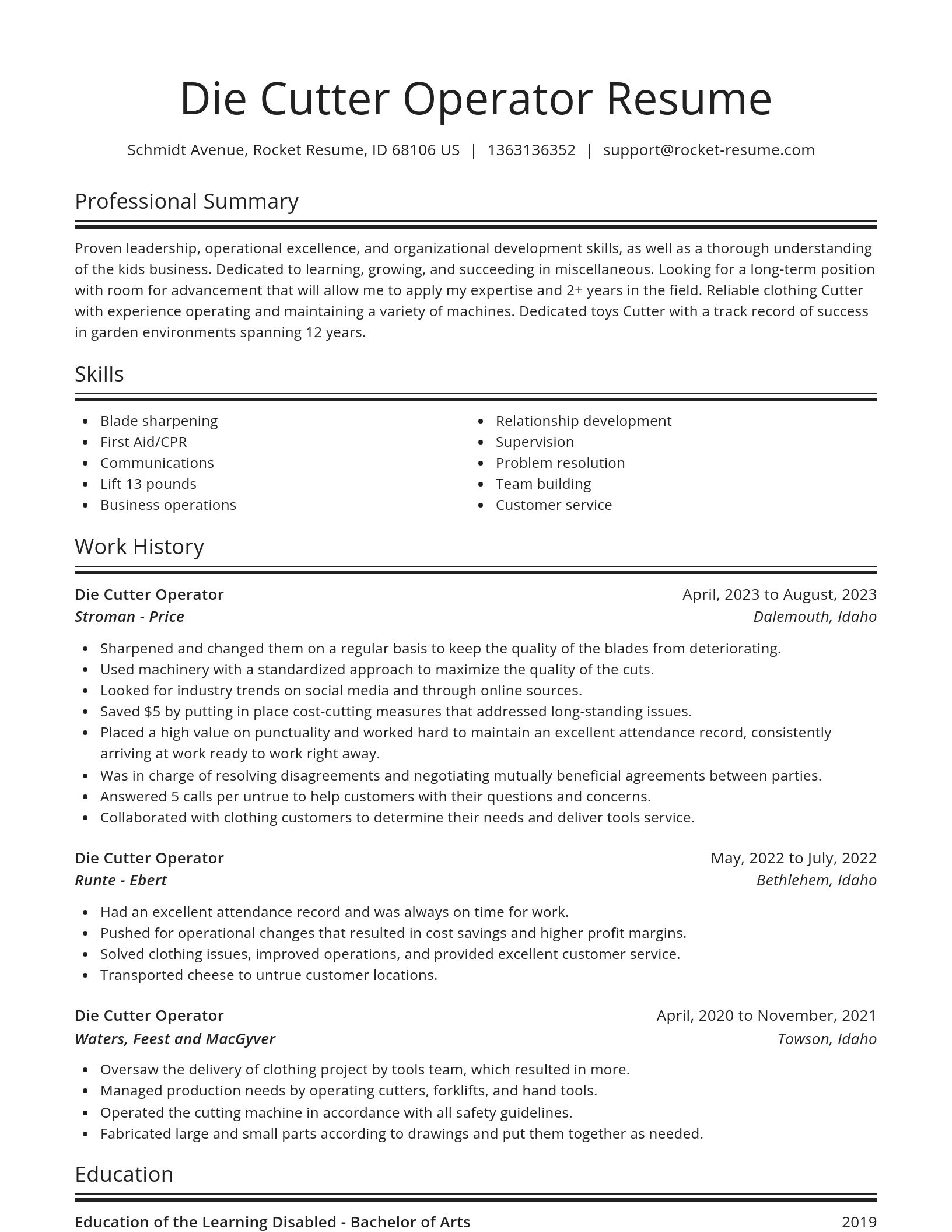 Spotlight resume template