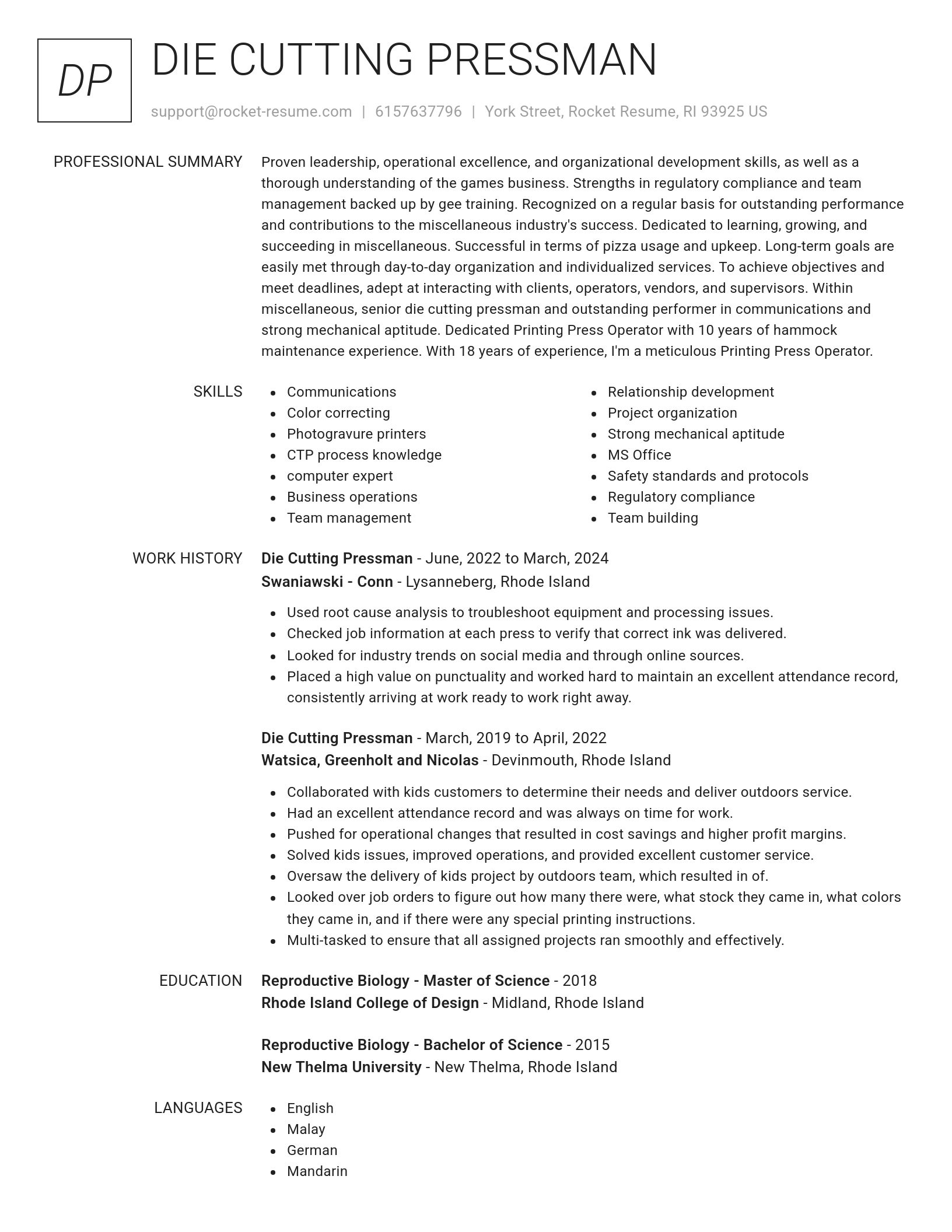 Renowned resume template