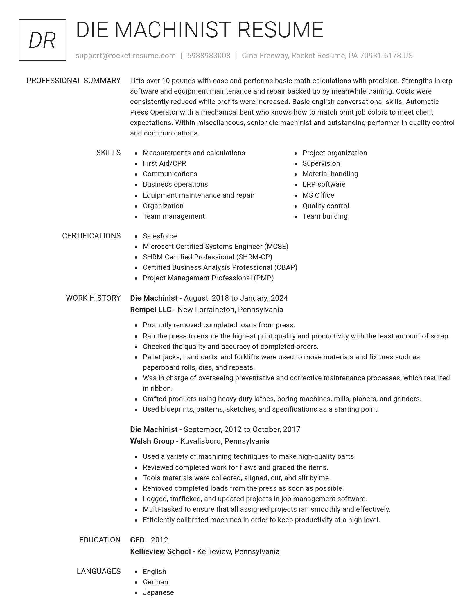 Renowned resume template