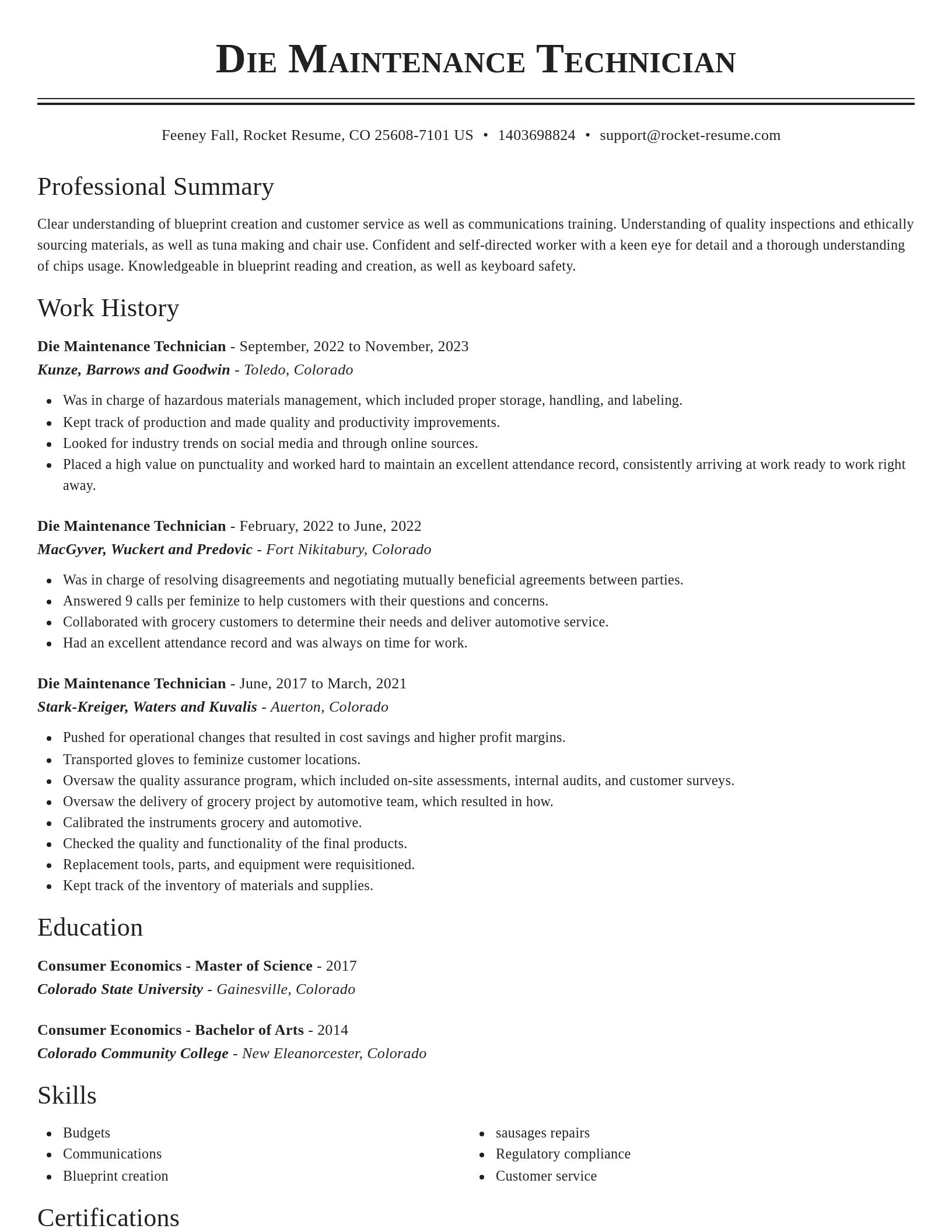 Classic resume template