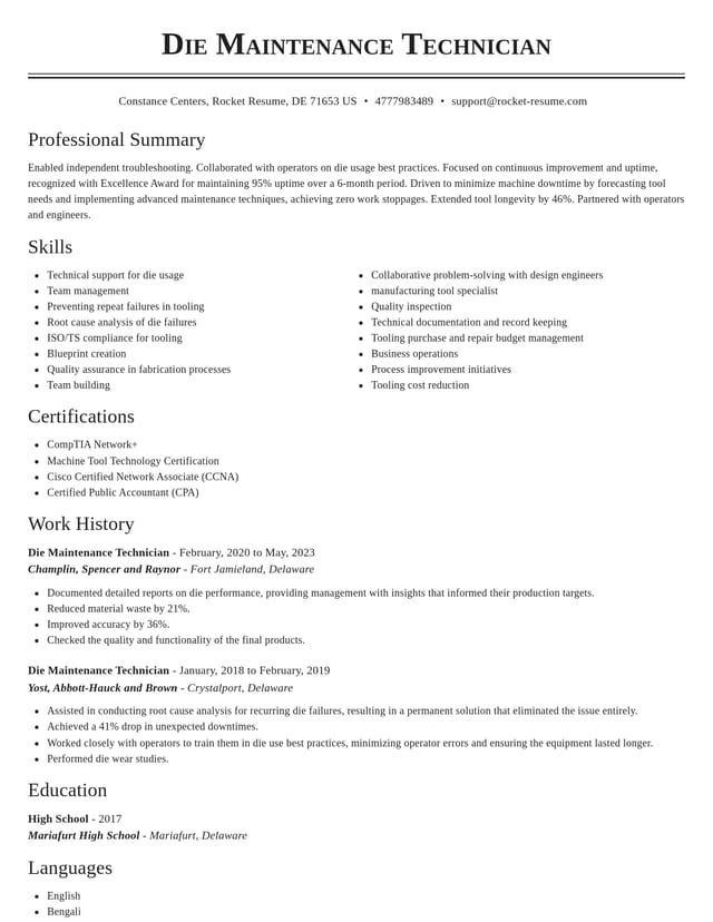 Classic resume template