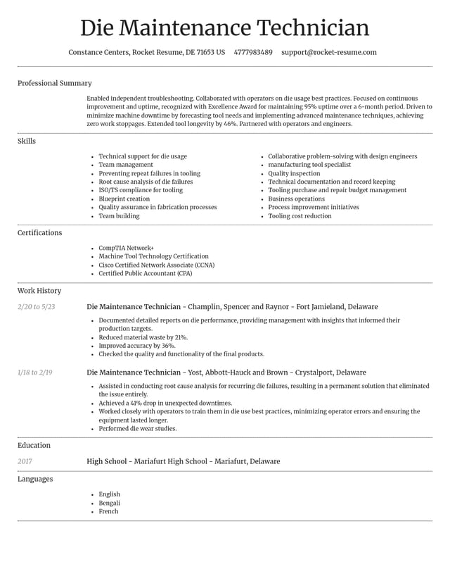 Dignified resume template