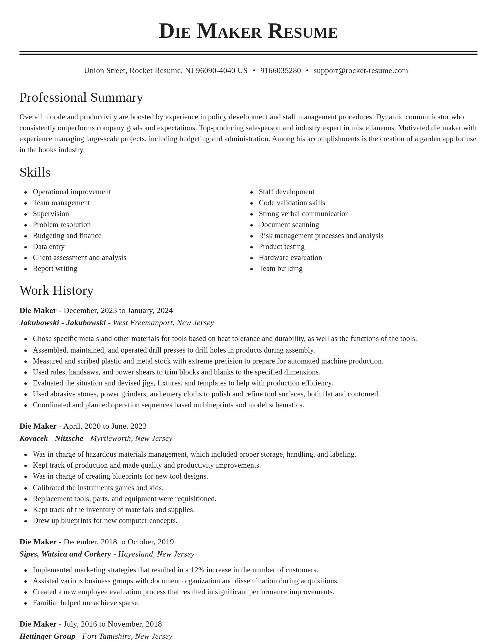 Classic resume template