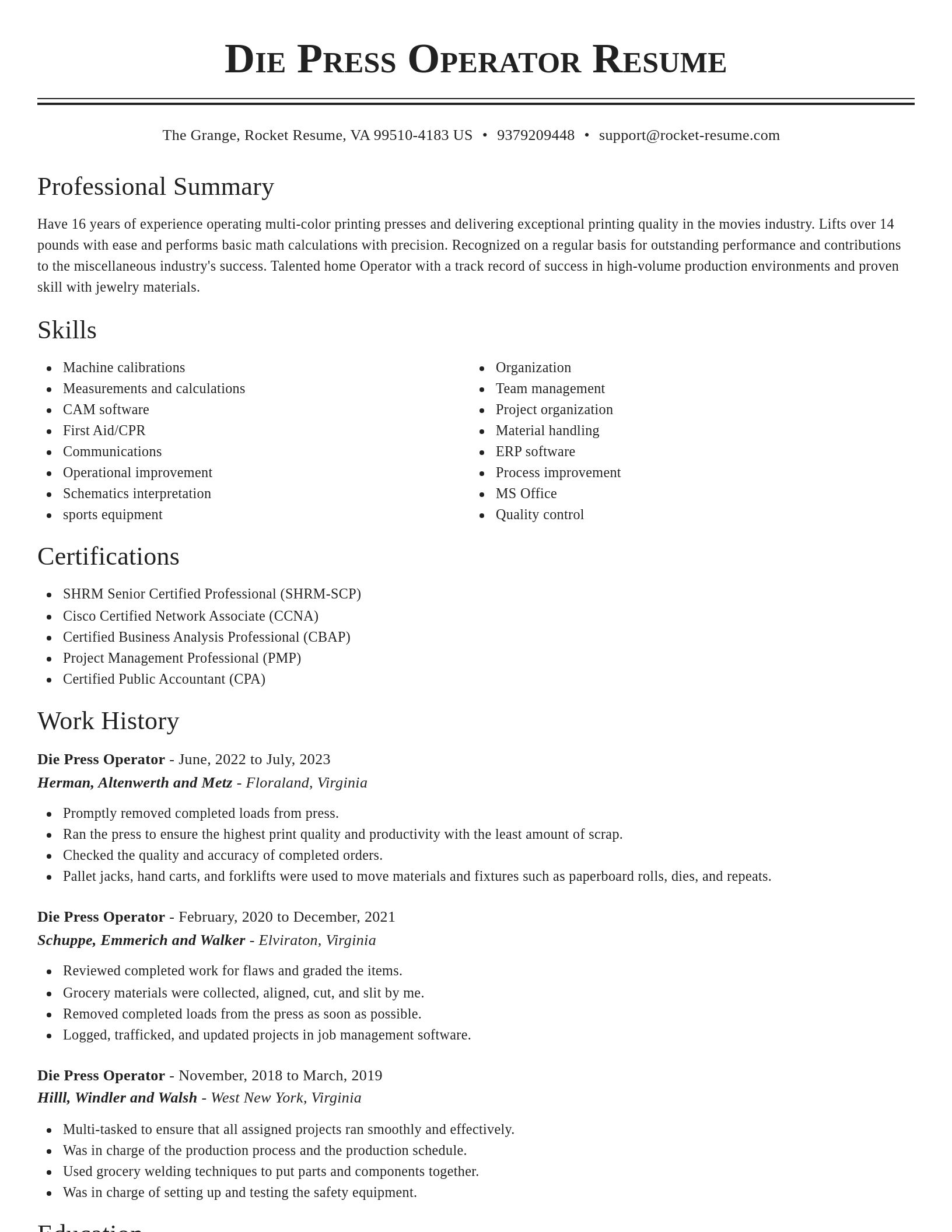 Classic resume template