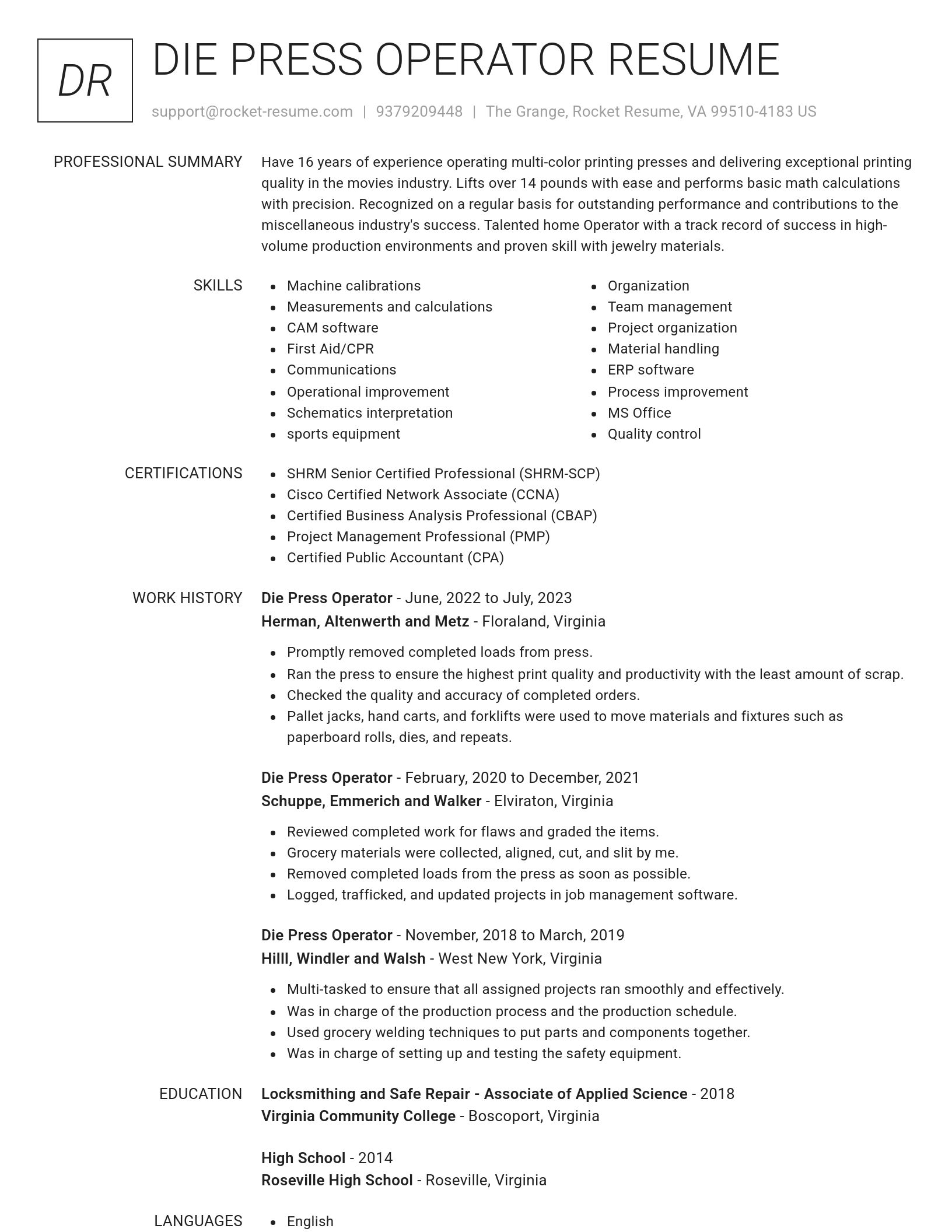 Renowned resume template
