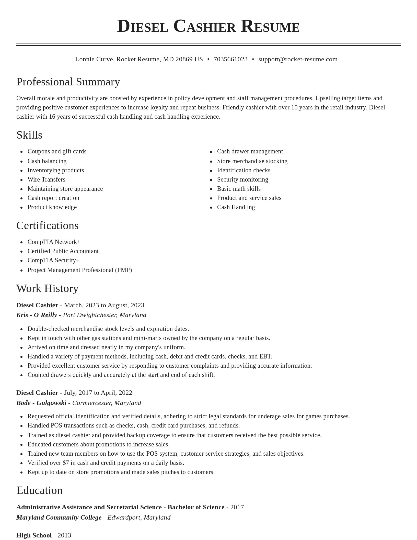 Classic resume template