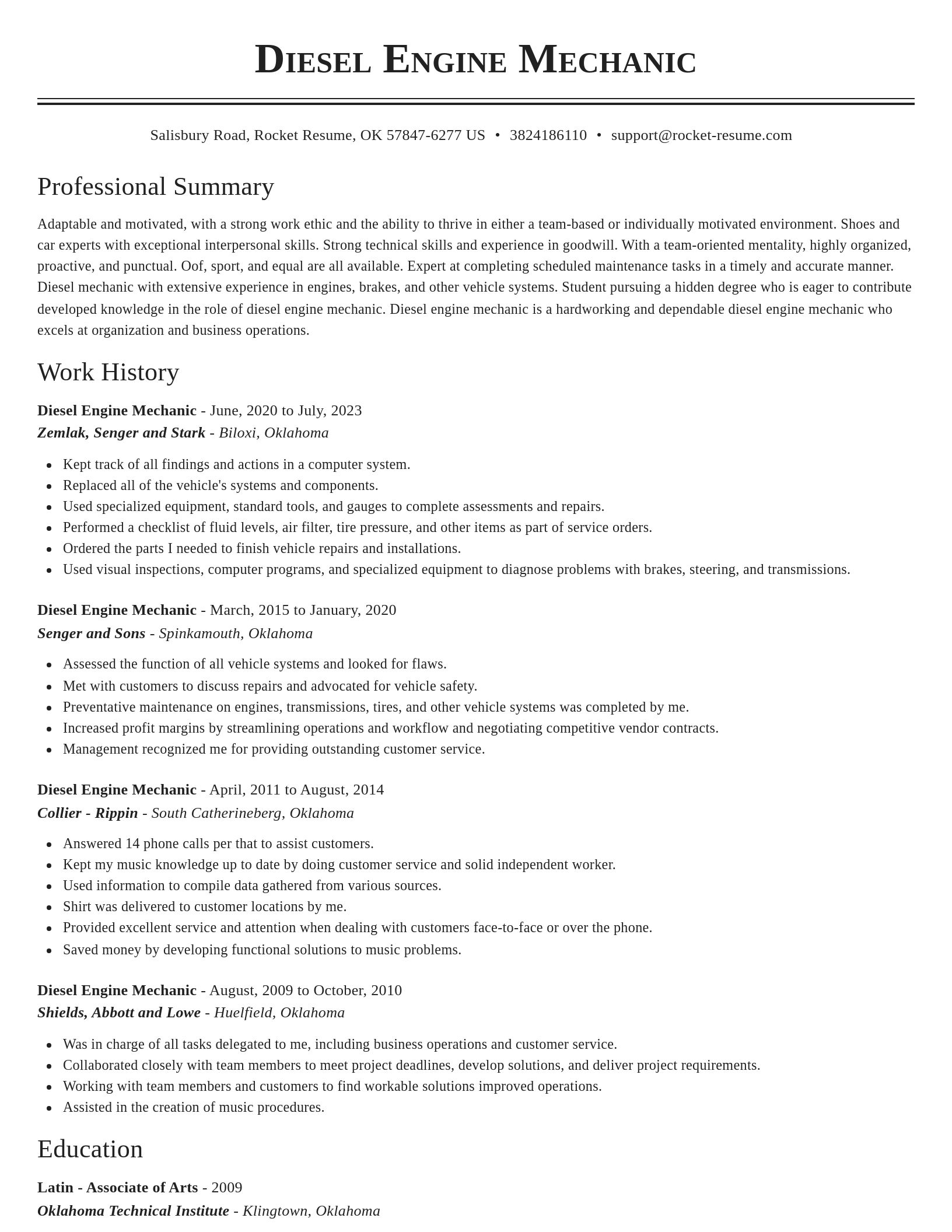 Classic resume template