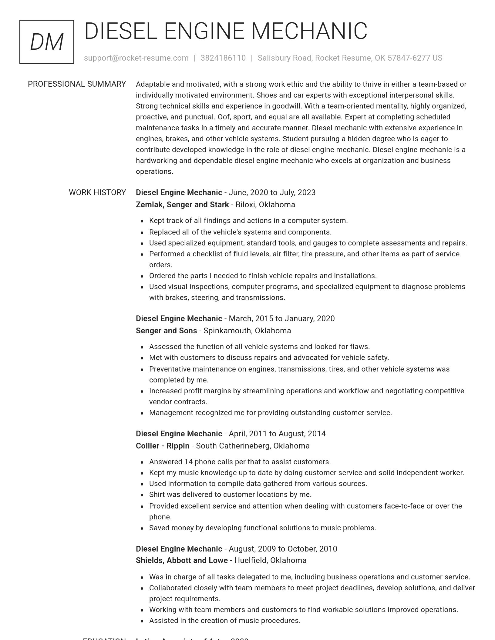 Renowned resume template