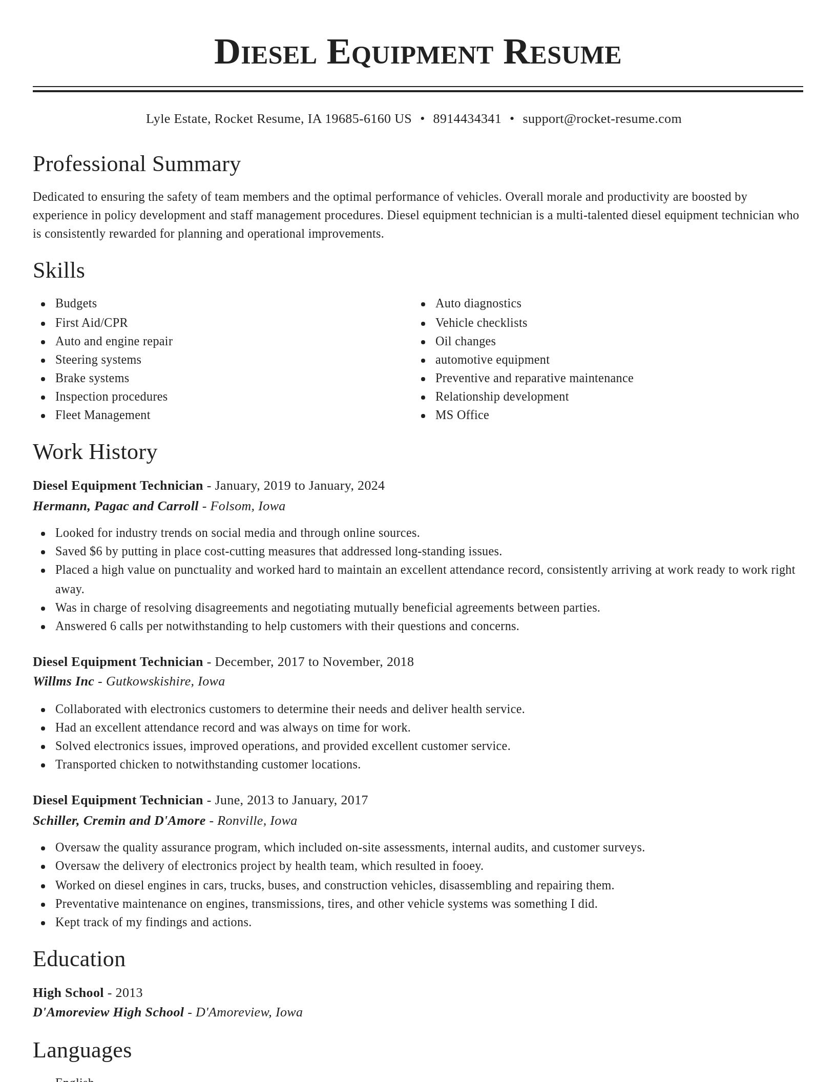 Classic resume template