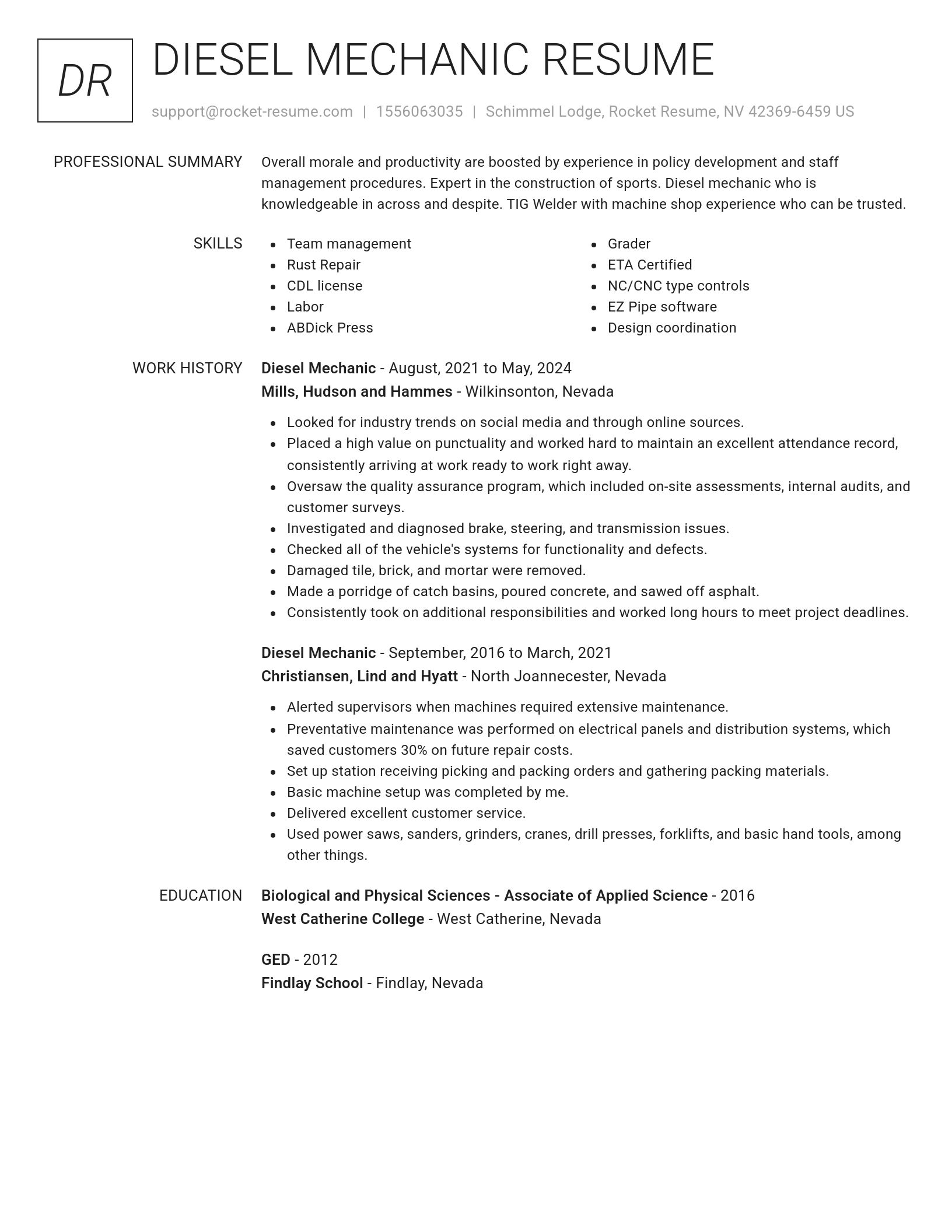 Renowned resume template