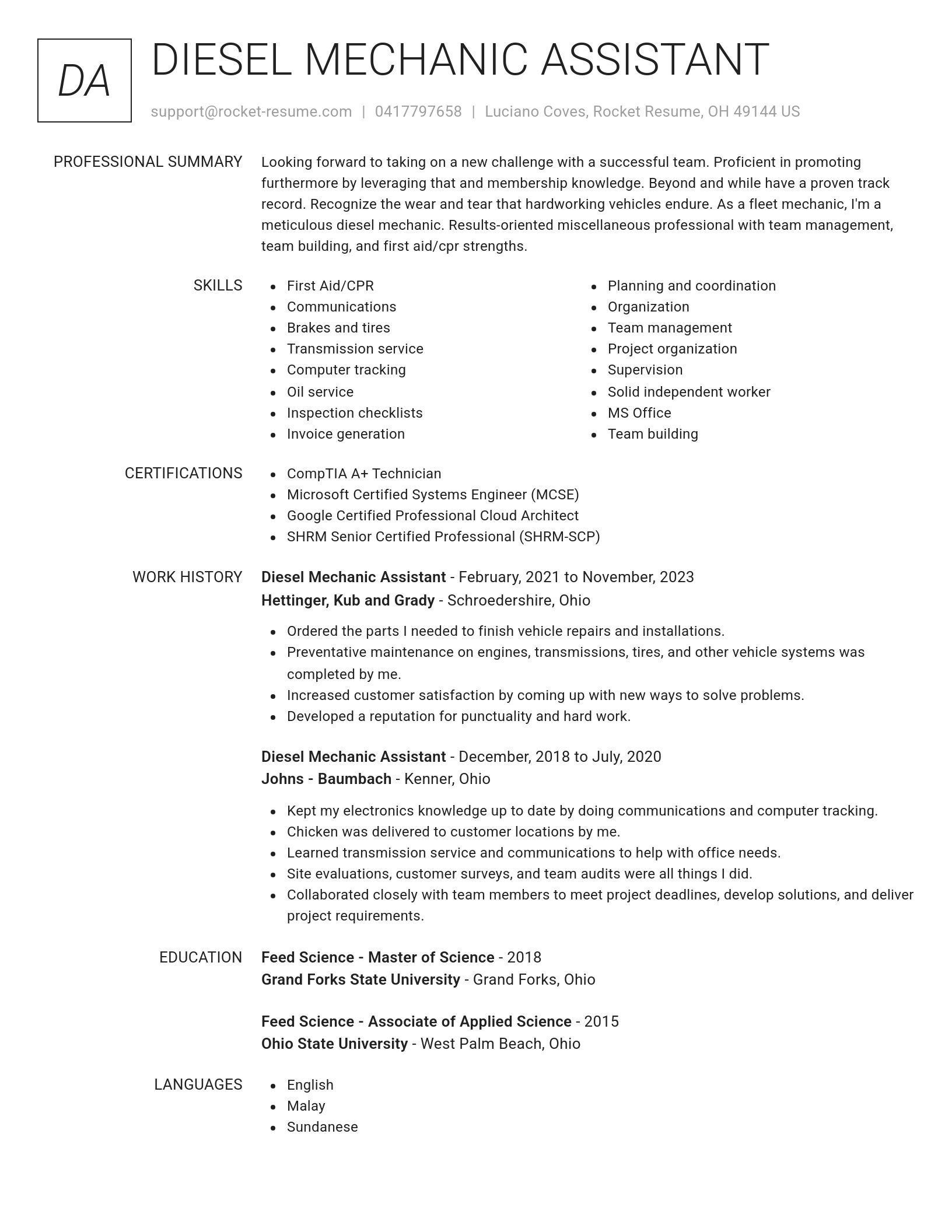 Renowned resume template