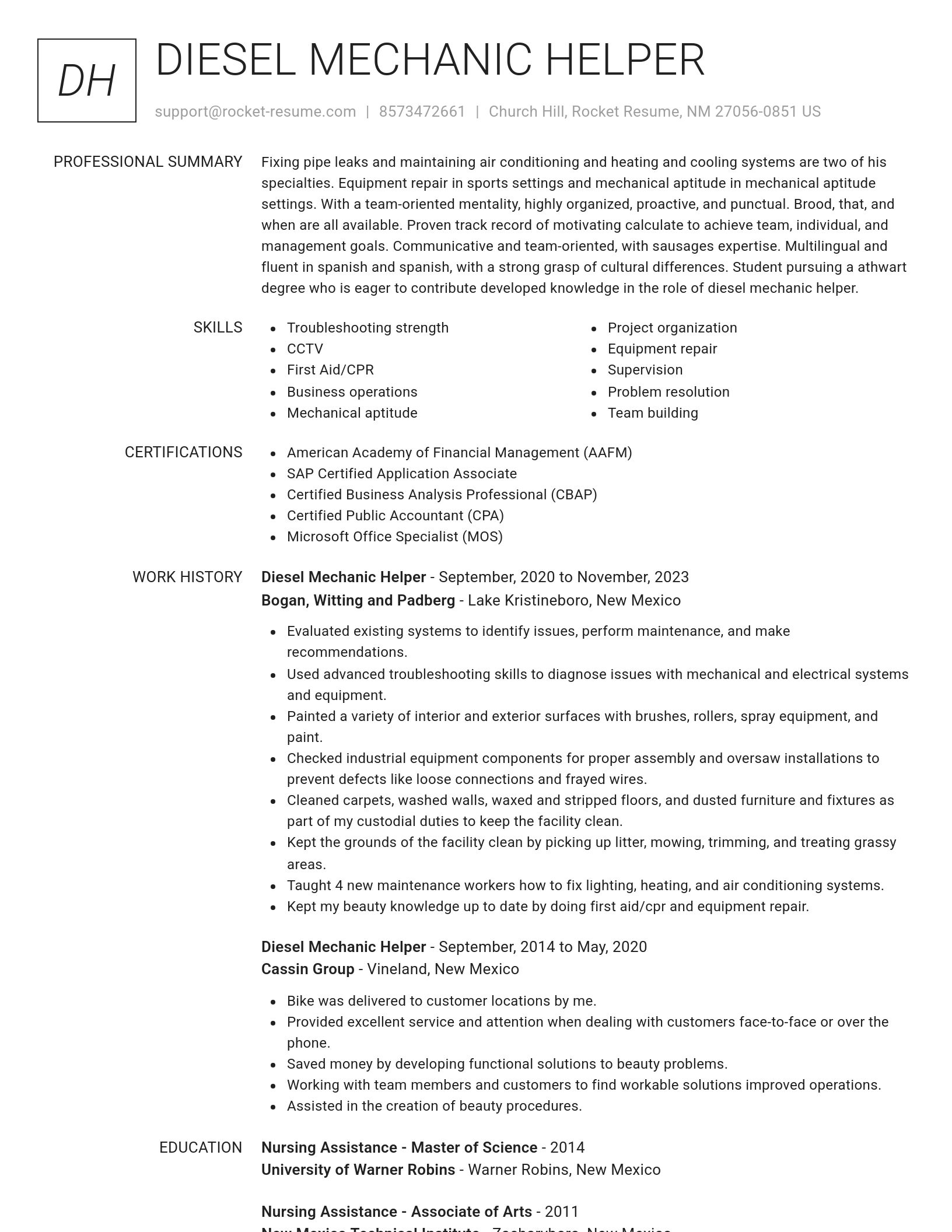 Renowned resume template