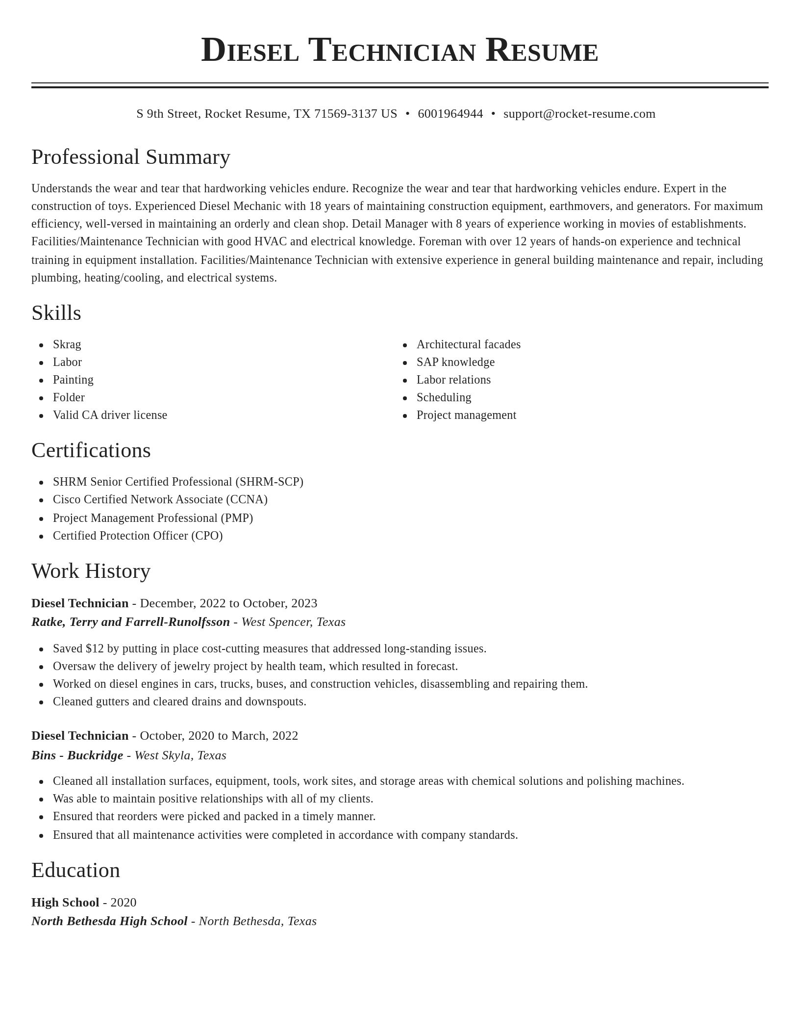 Classic resume template